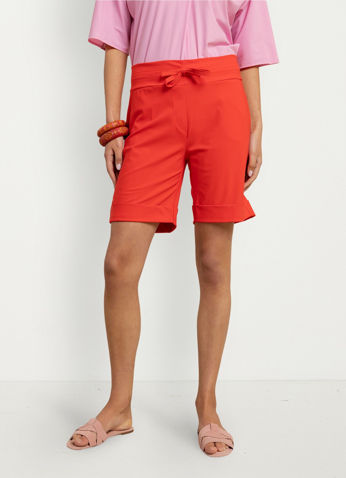 Studio Anneloes City loose fit korte broek met trekkoord - detail 4 koraal