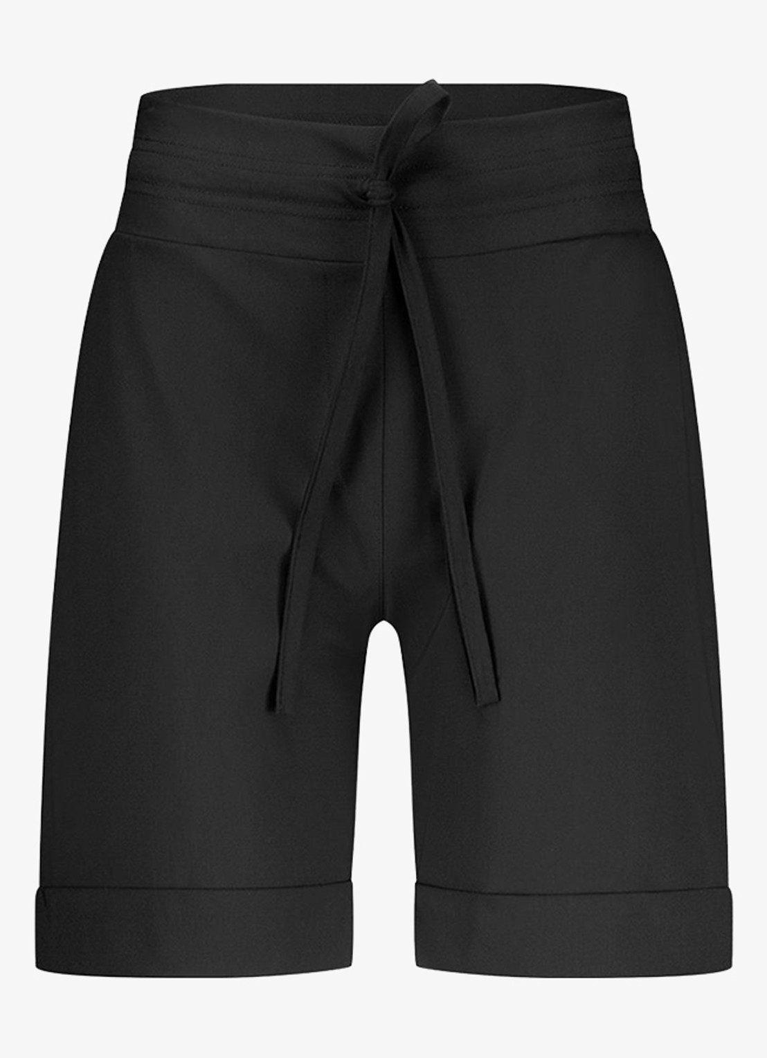 Studio Anneloes City mid waist wide fit korte broek van travelstof - voorkant 5 zwart