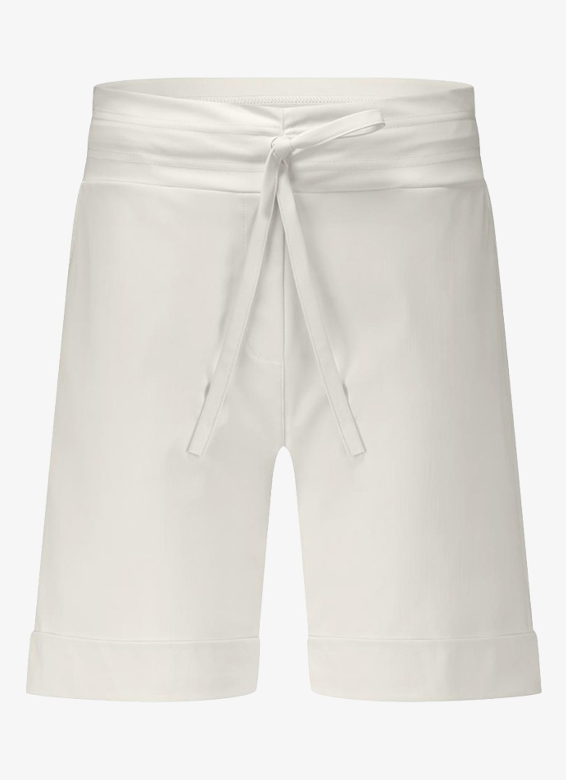 Studio Anneloes City mid waist wide fit korte broek van travelstof - voorkant gebroken wit