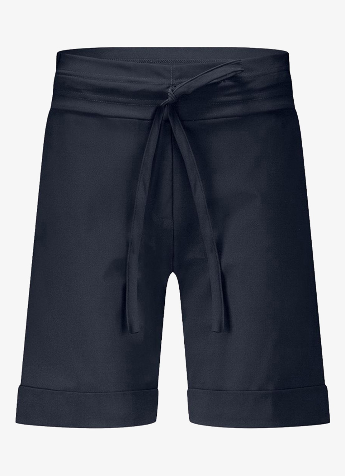 Studio Anneloes City mid waist wide fit korte broek van travelstof - voorkant donkerblauw