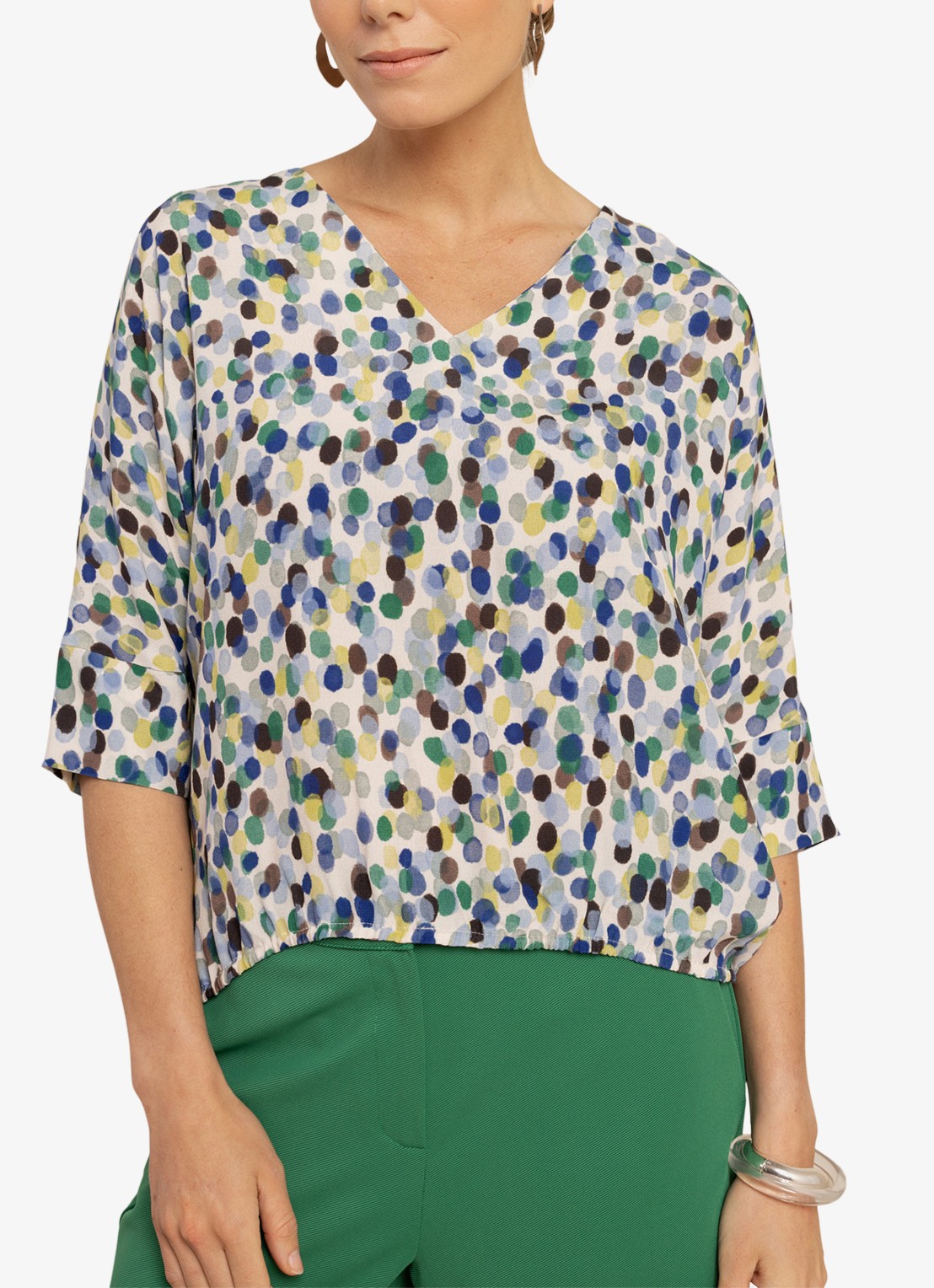 Studio Anneloes Didi top met stippenprint - detail 4 blauw