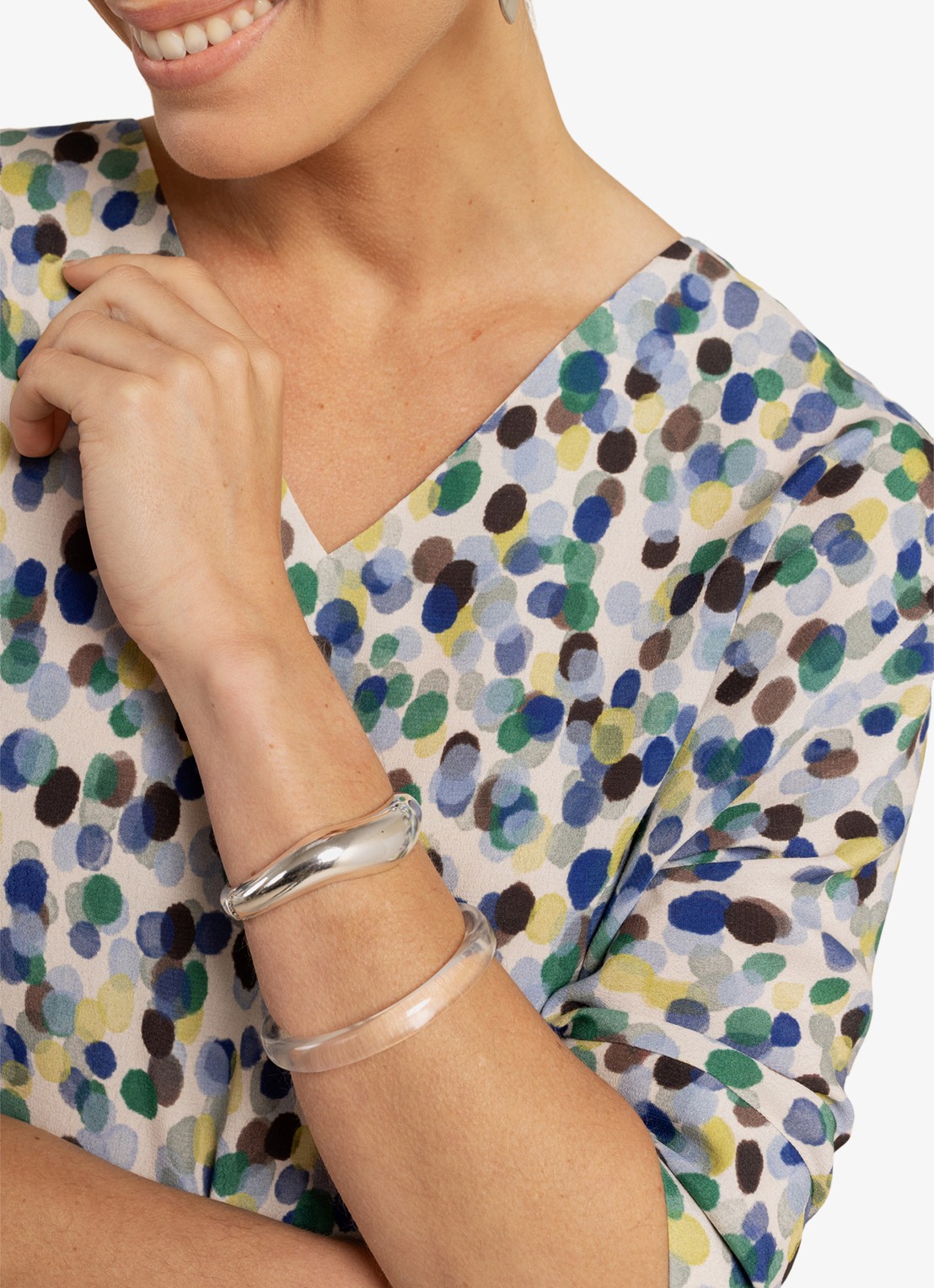Studio Anneloes Didi top met stippenprint - detail 5 blauw