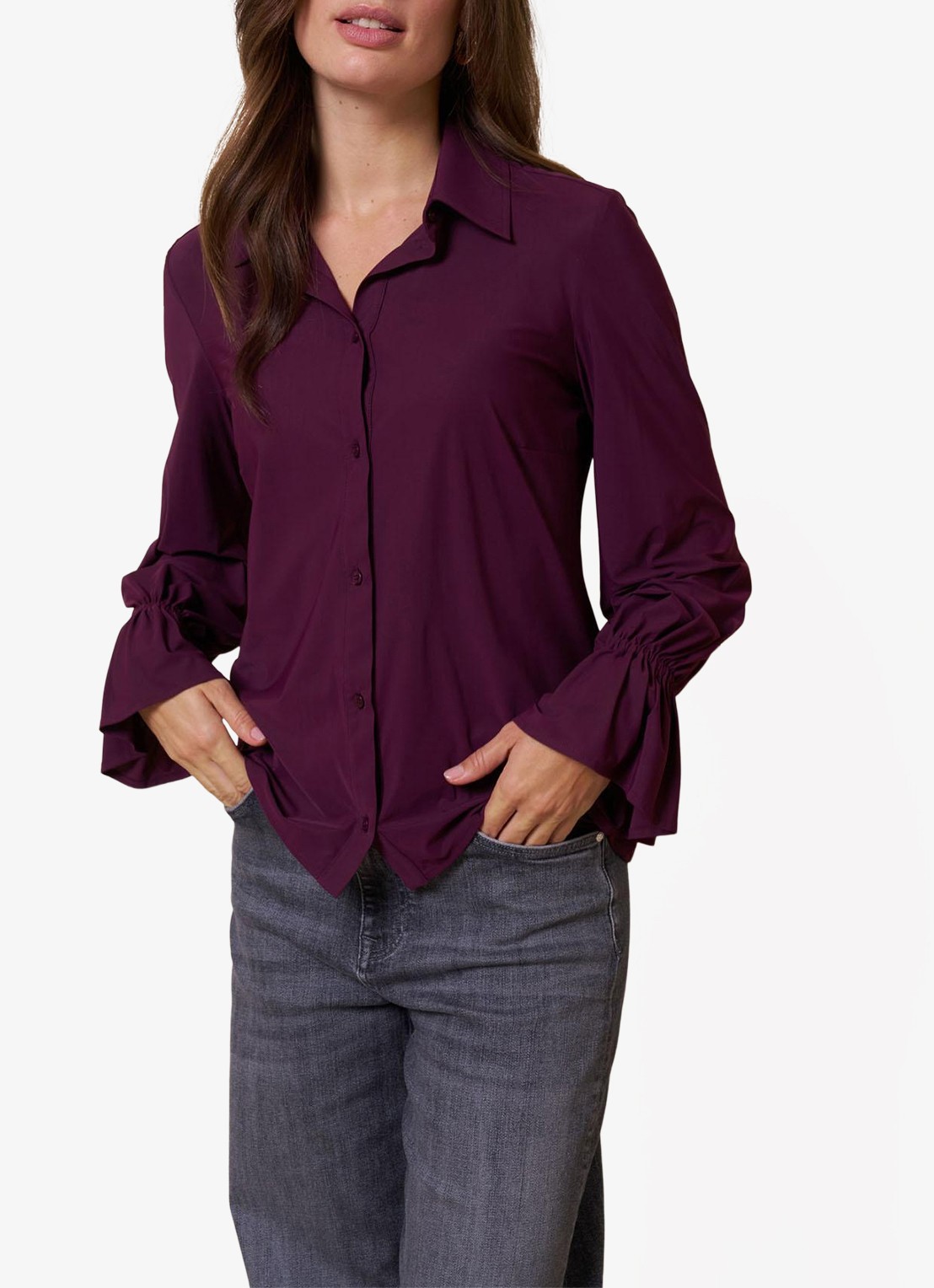 Studio Anneloes Duna blouse met trompetmouw - detail 4 bruin