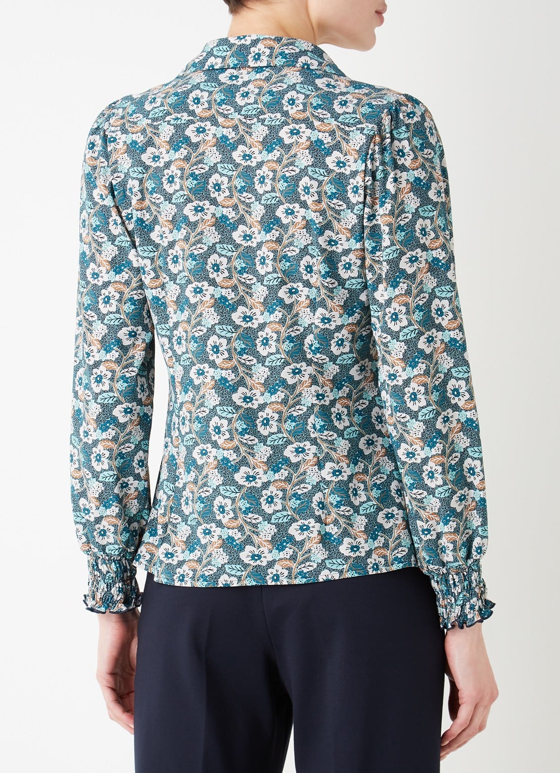 Studio Anneloes Edey blouse van travelstof met bloemenprint - achterkant mint