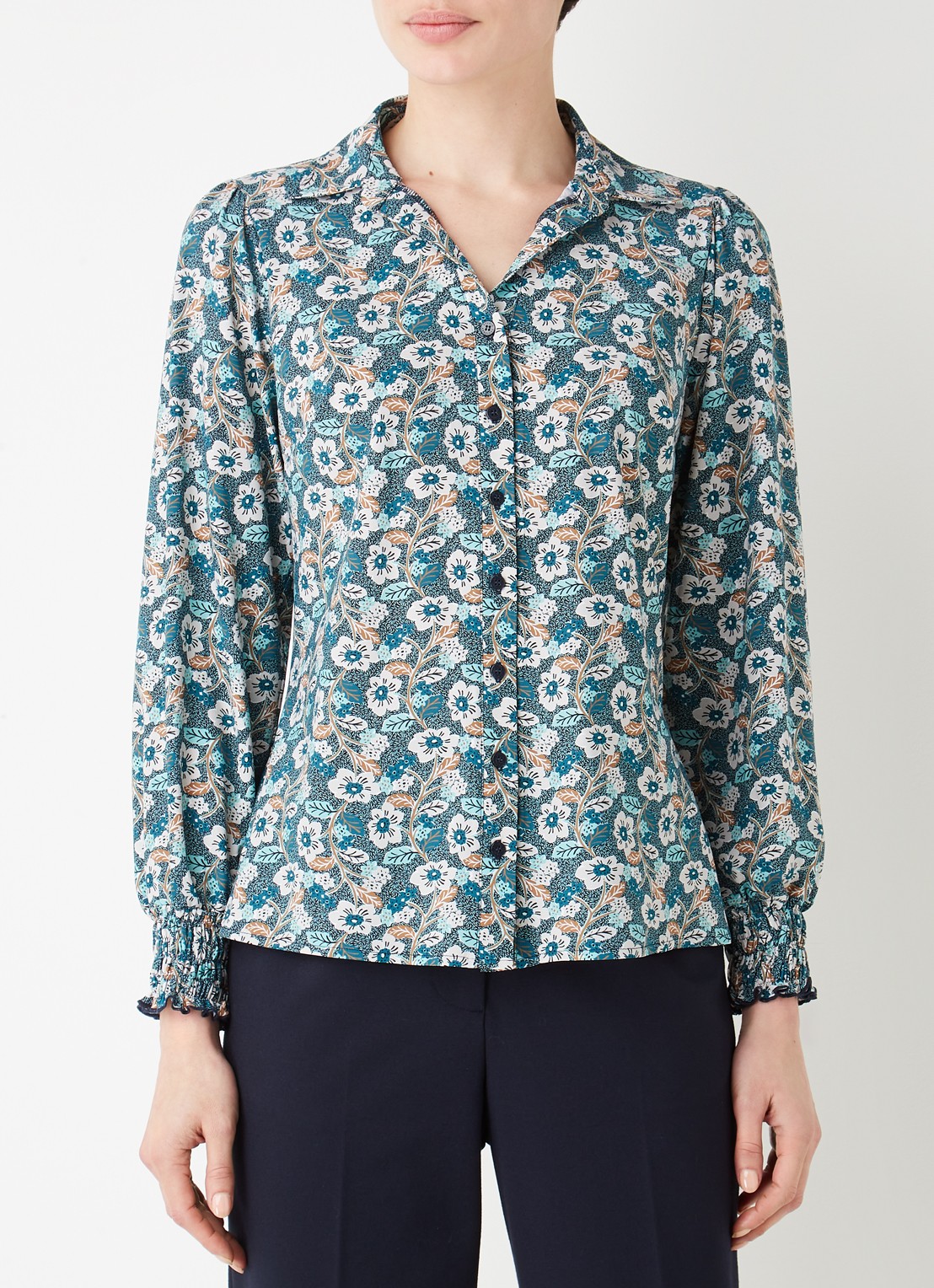 Studio Anneloes Edey blouse van travelstof met bloemenprint - detail 4 mint