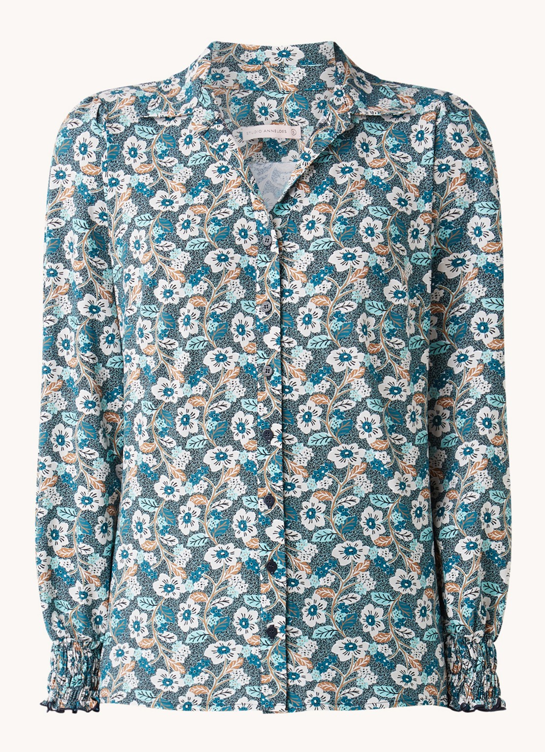 Studio Anneloes Edey blouse van travelstof met bloemenprint - voorkant 2 mint