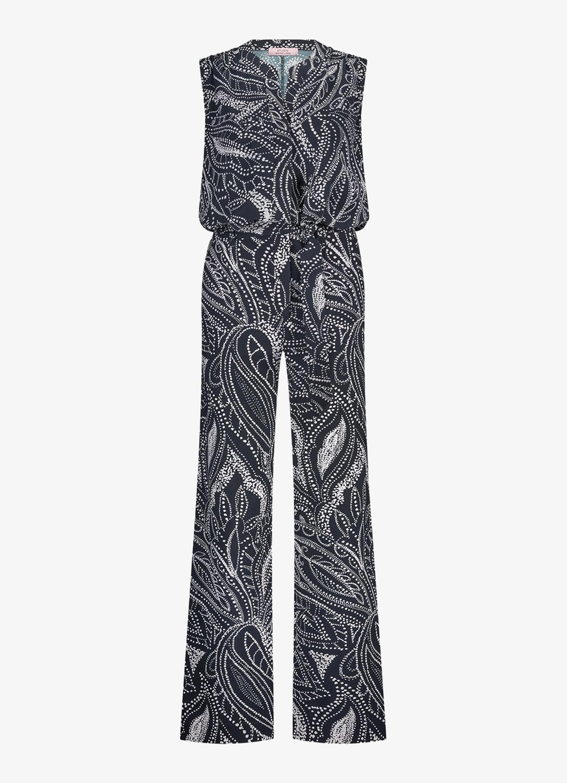 Studio Anneloes Ellis wide fit jumpsuit met print en steekzakken - voorkant donkerblauw