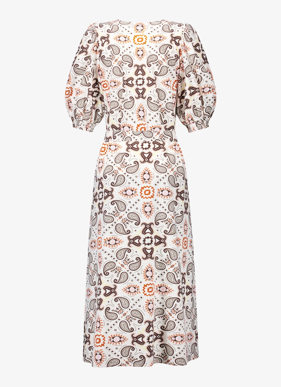 Studio Anneloes Emira maxi jurk met pofmouw en strikceintuur - achterkant 2 creme