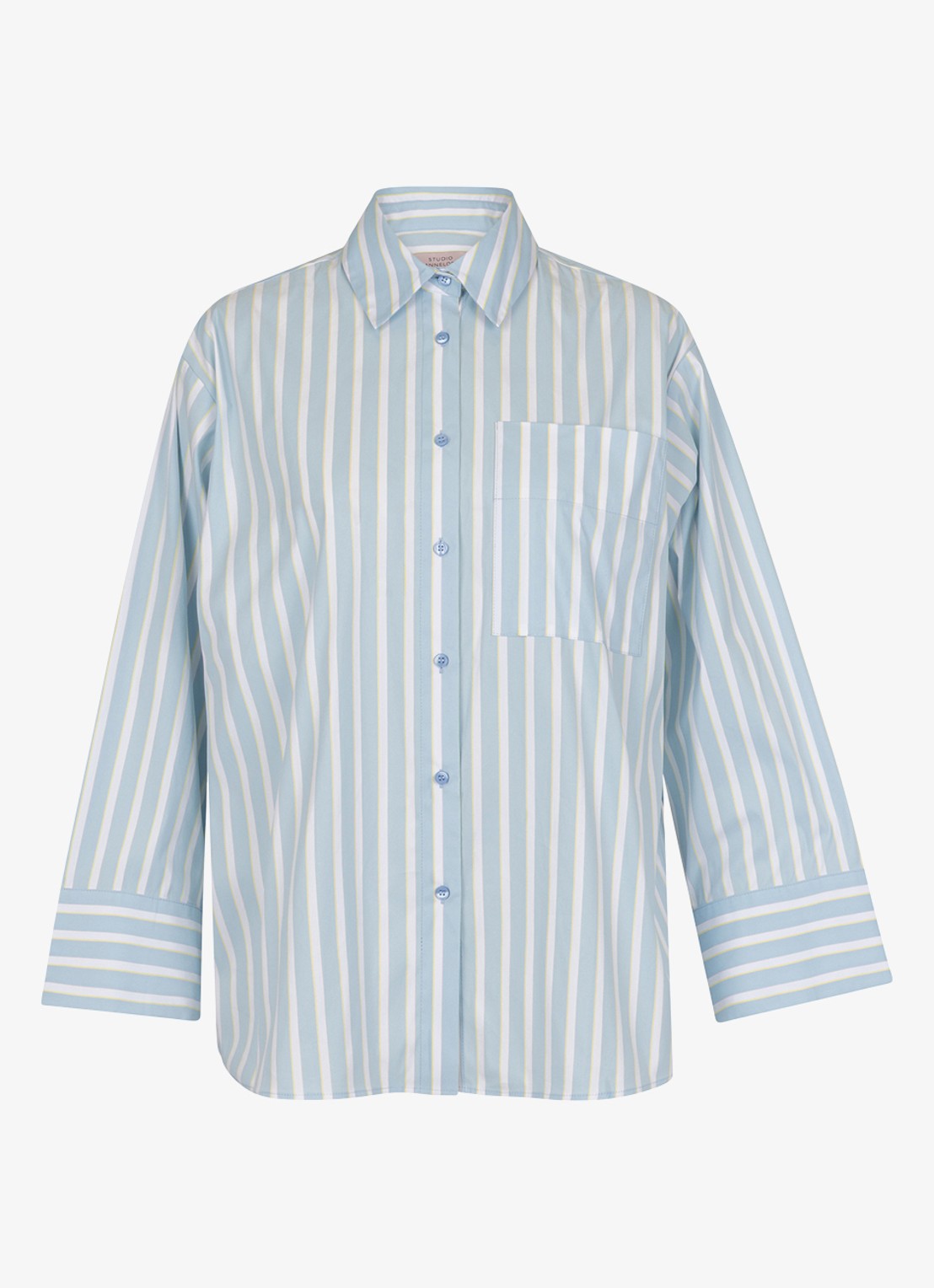 Studio Anneloes Erin blouse met streepprint - voorkant 2 lichtblauw