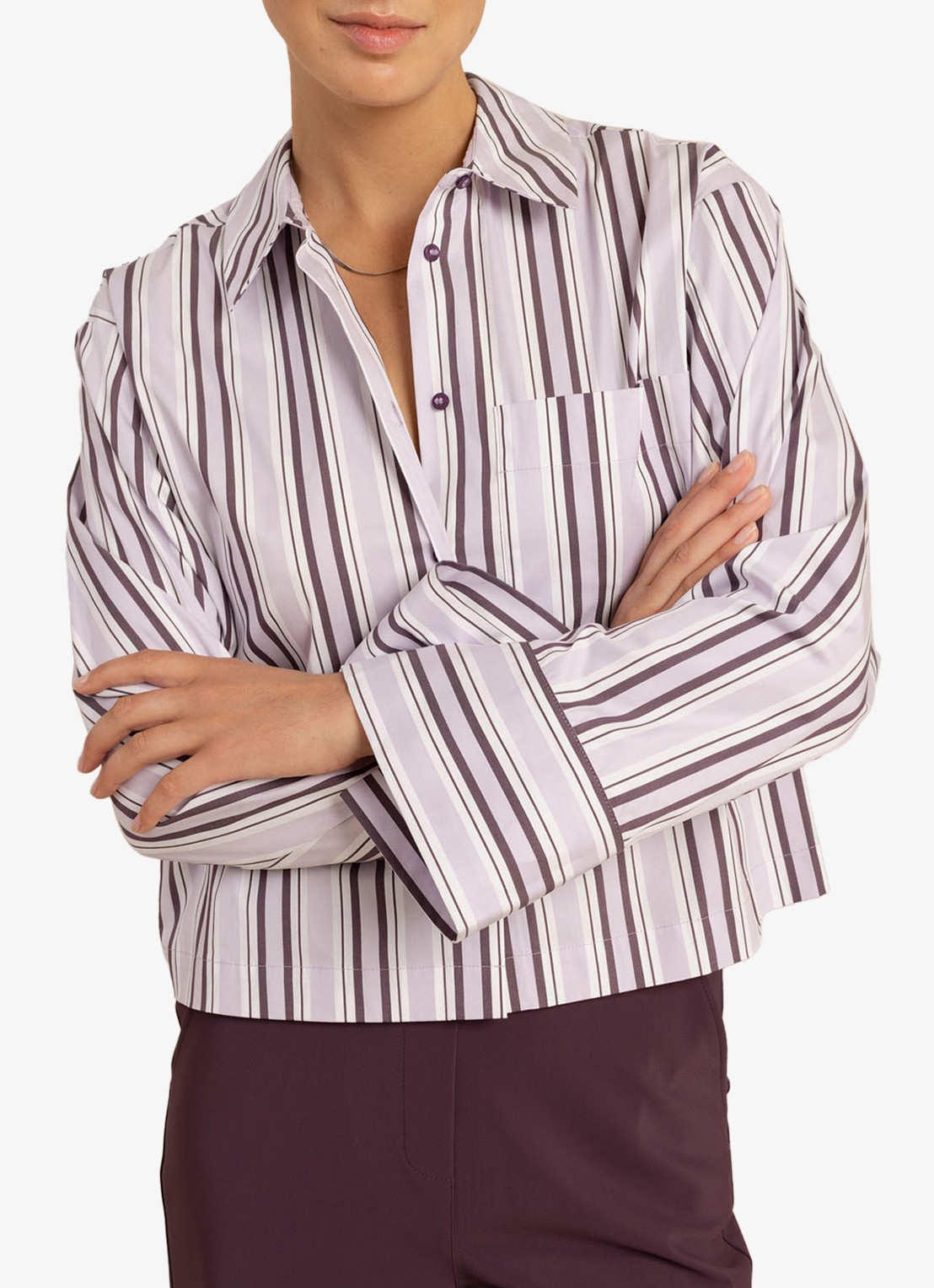 Studio Anneloes Erina stripe blouse - detail 4 paars