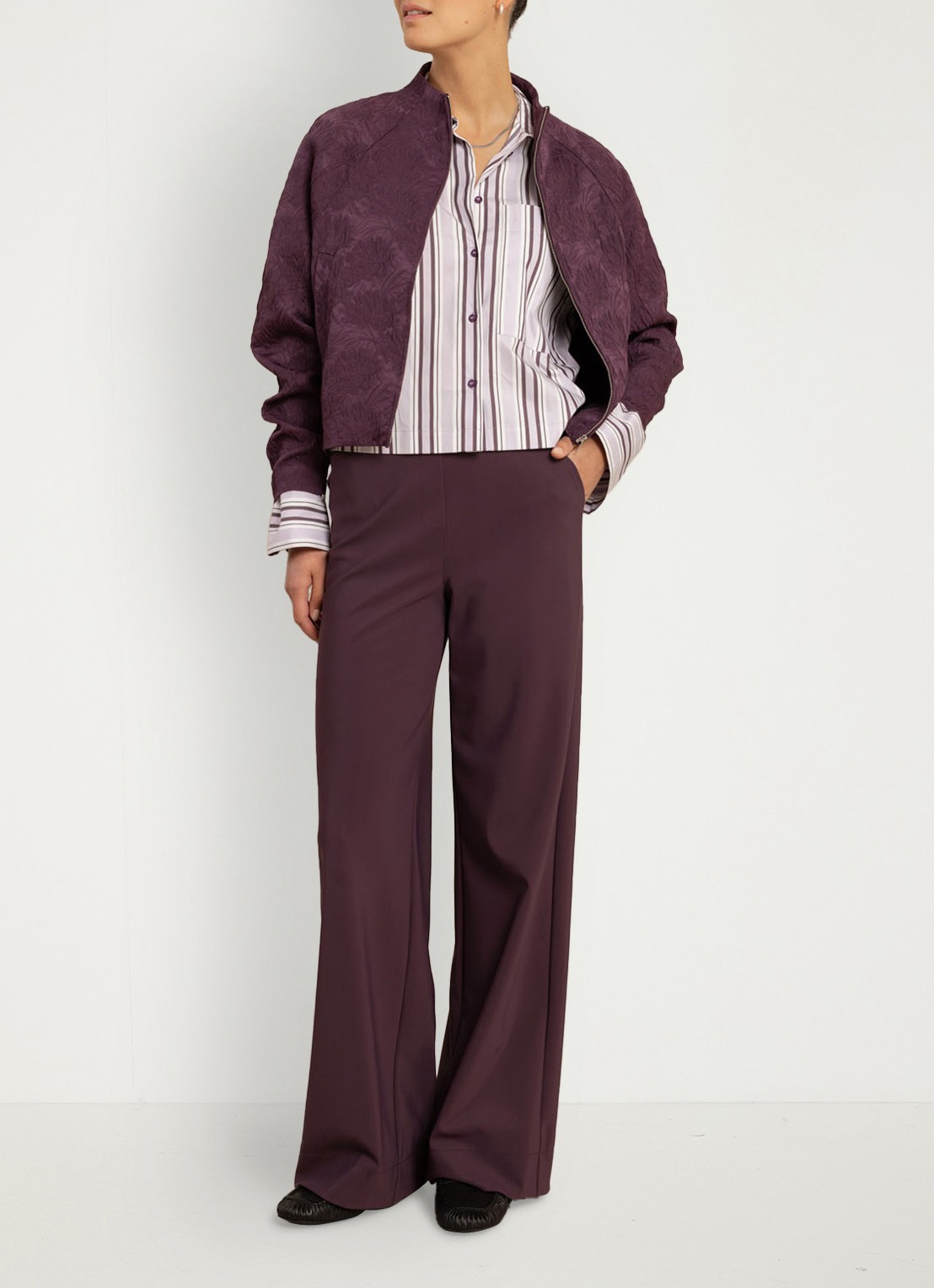 Studio Anneloes Erina stripe blouse - voorkant 3 paars