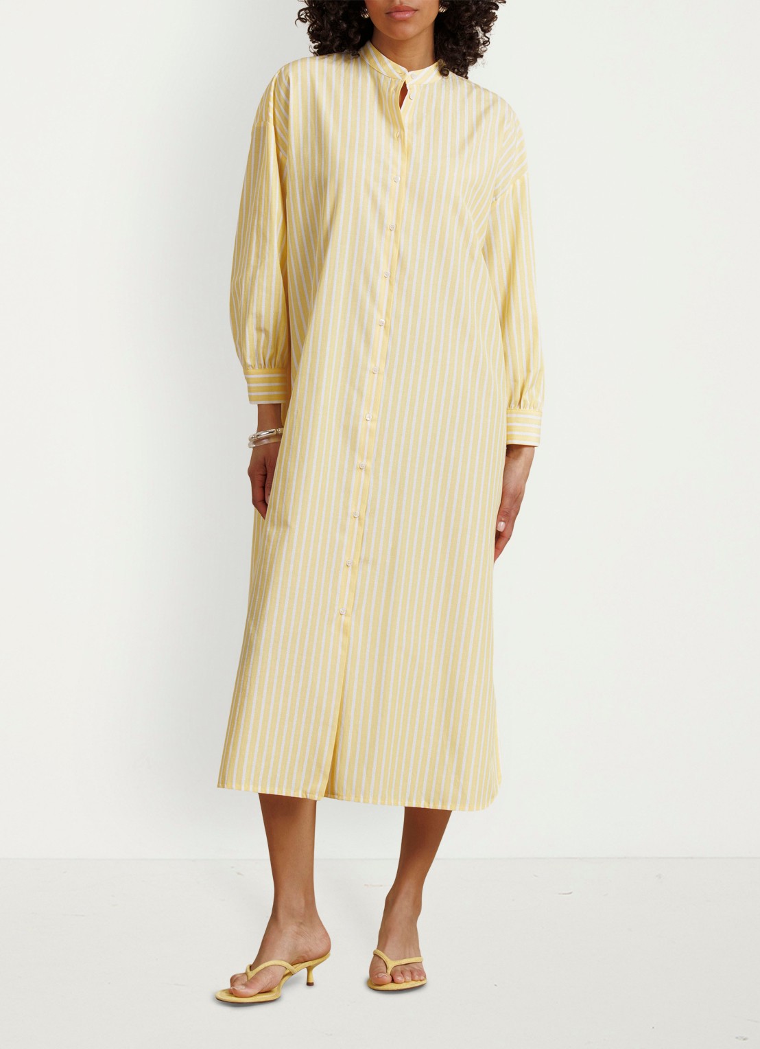 Studio Anneloes Esti midi blousejurk met streepprint - voorkant 3 geel