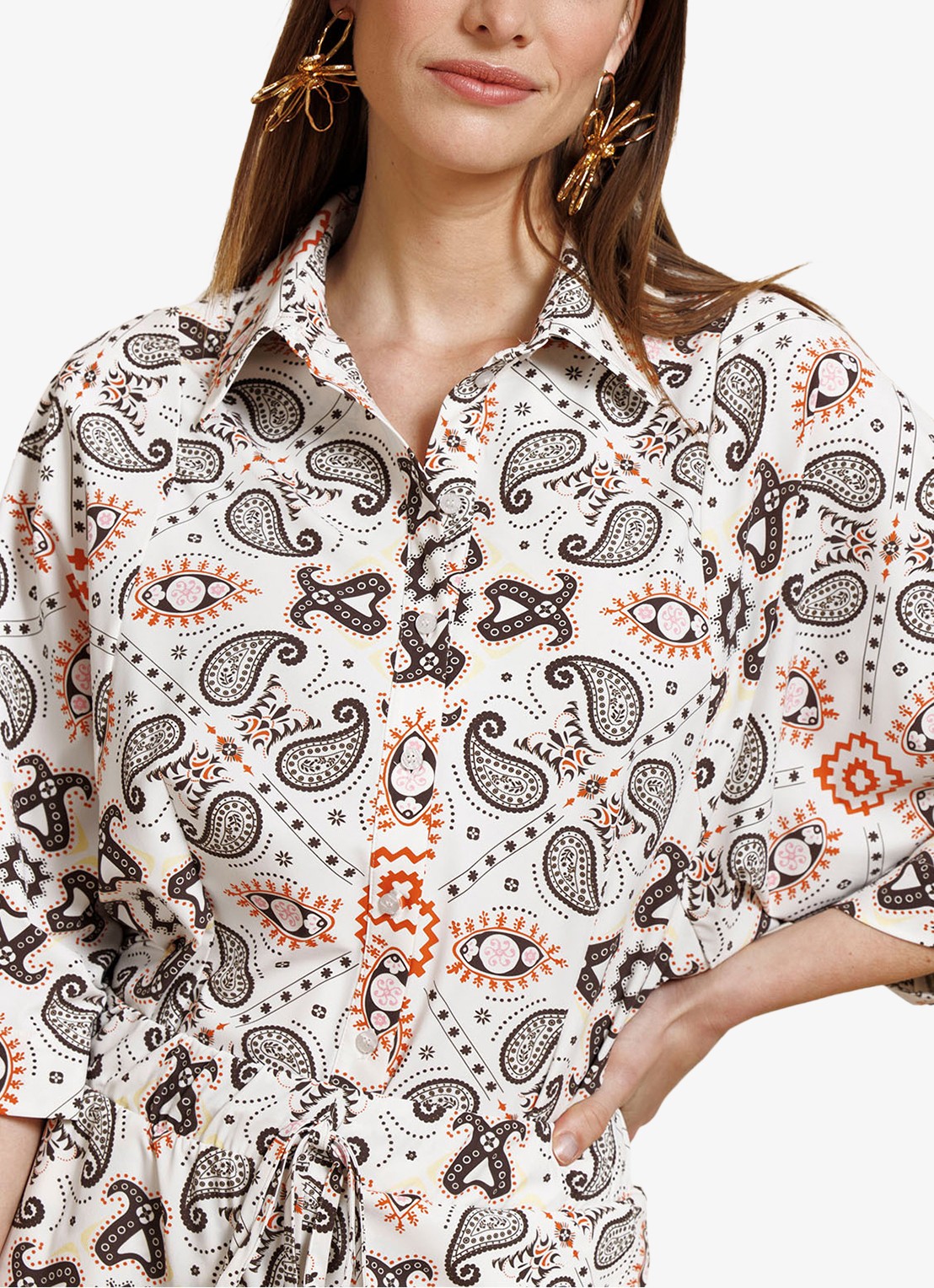 Studio Anneloes Fabienne blouse met paisley print - detail 4 creme