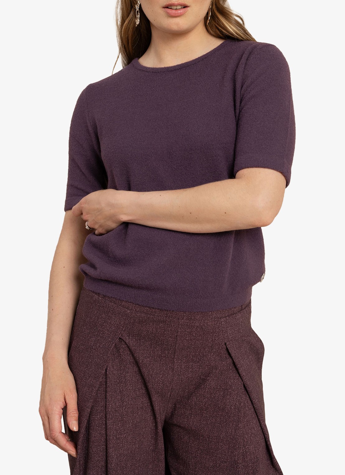 Studio Anneloes Felica fijngebreide pullover met ronde hals - detail 2 paars