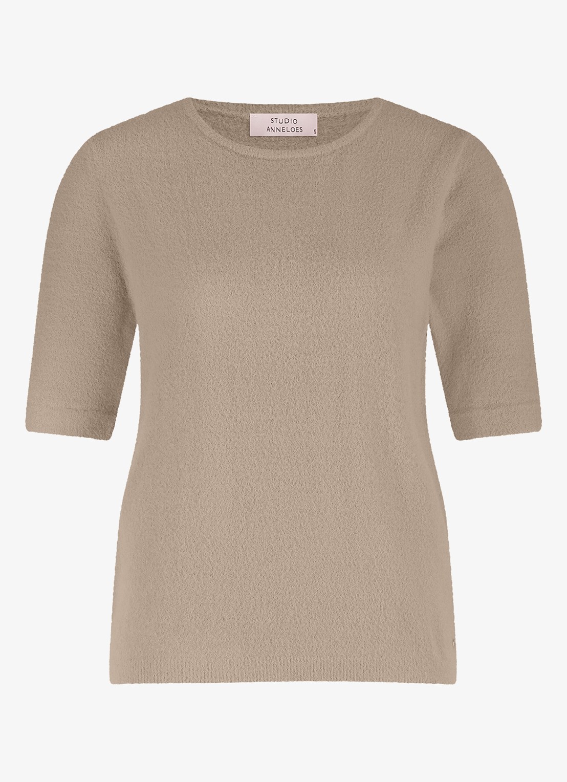 Studio Anneloes Felica top met ronde hals - voorkant 3 lichtbruin