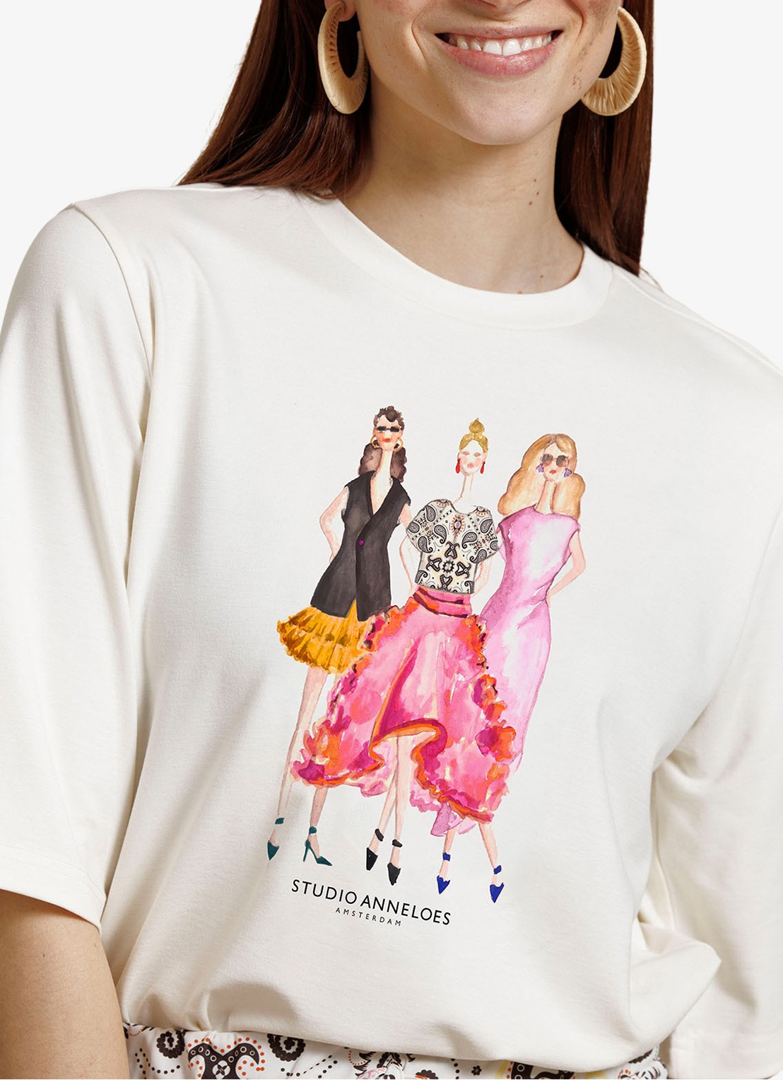 Studio Anneloes Fiore Anniversary T-shirt met print - detail beige
