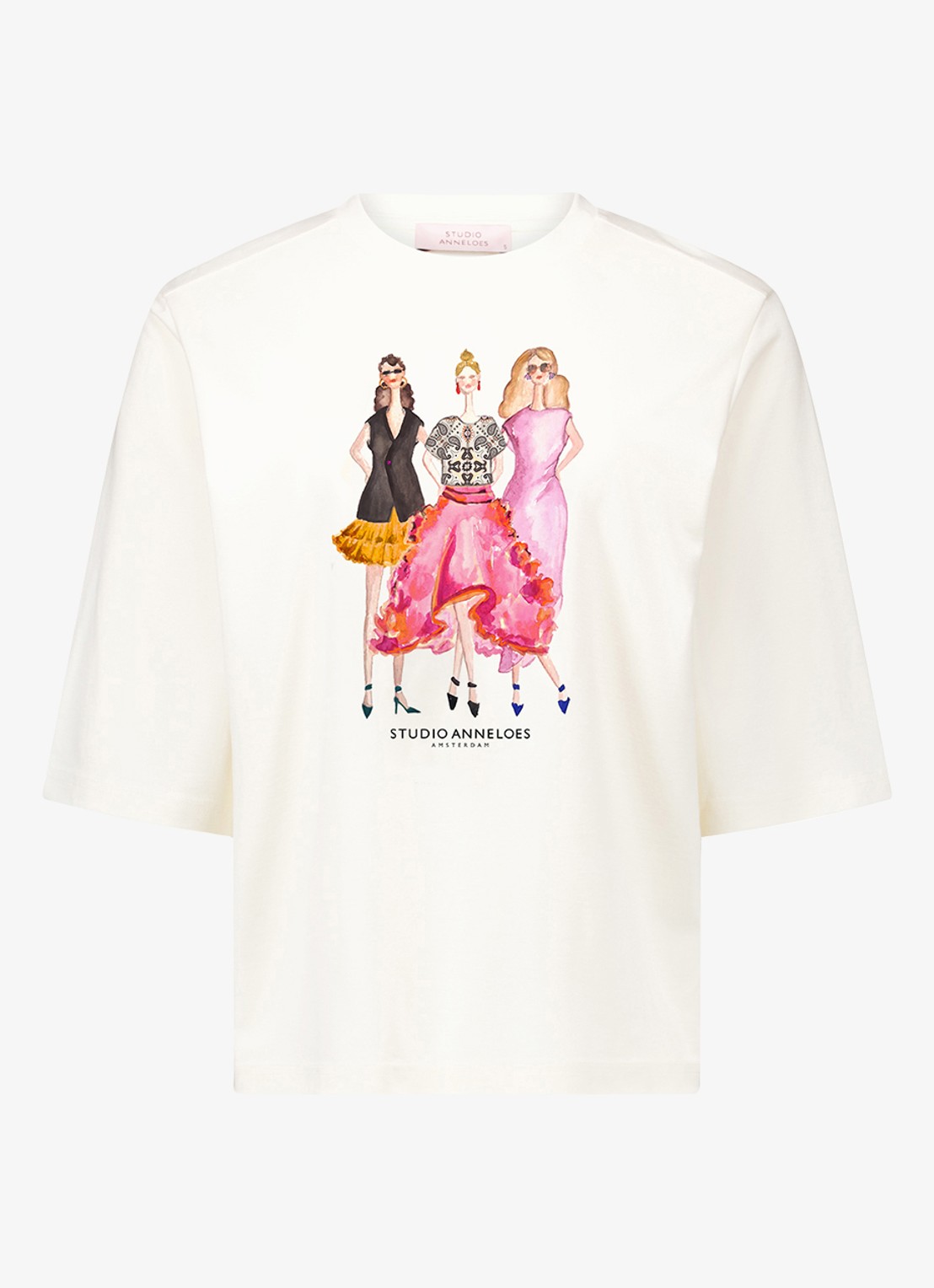 Studio Anneloes Fiore Anniversary T-shirt met print - voorkant 2 beige