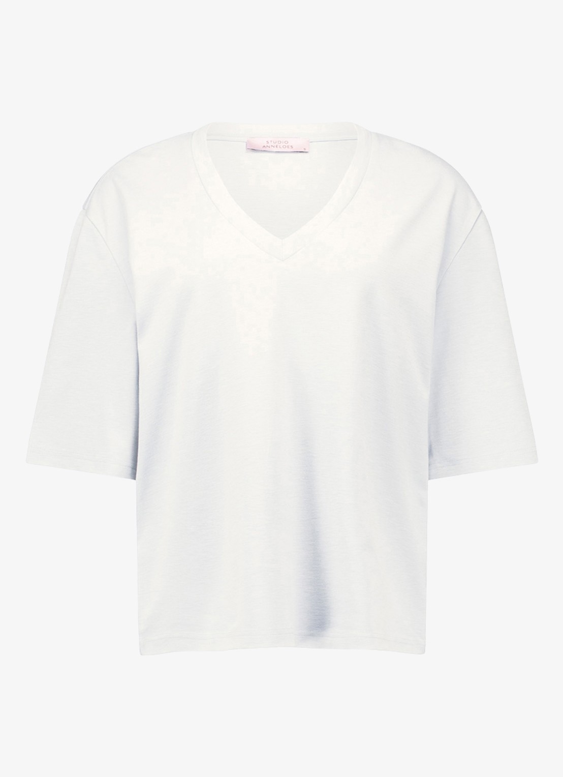Studio Anneloes Fiore T-shirt met V-hals - voorkant 3 wit