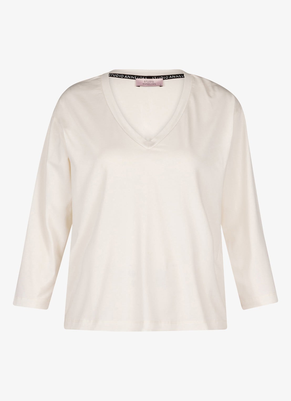 Studio Anneloes Fiore top met V-hals - voorkant 3 gebroken wit
