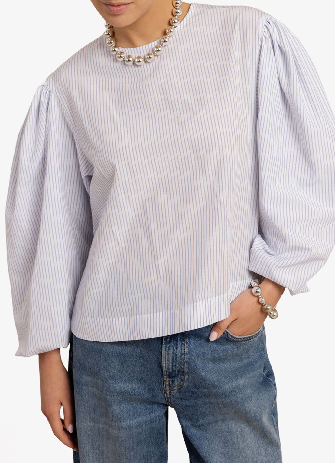 Studio Anneloes Florence top met ballon mouw - detail blauw