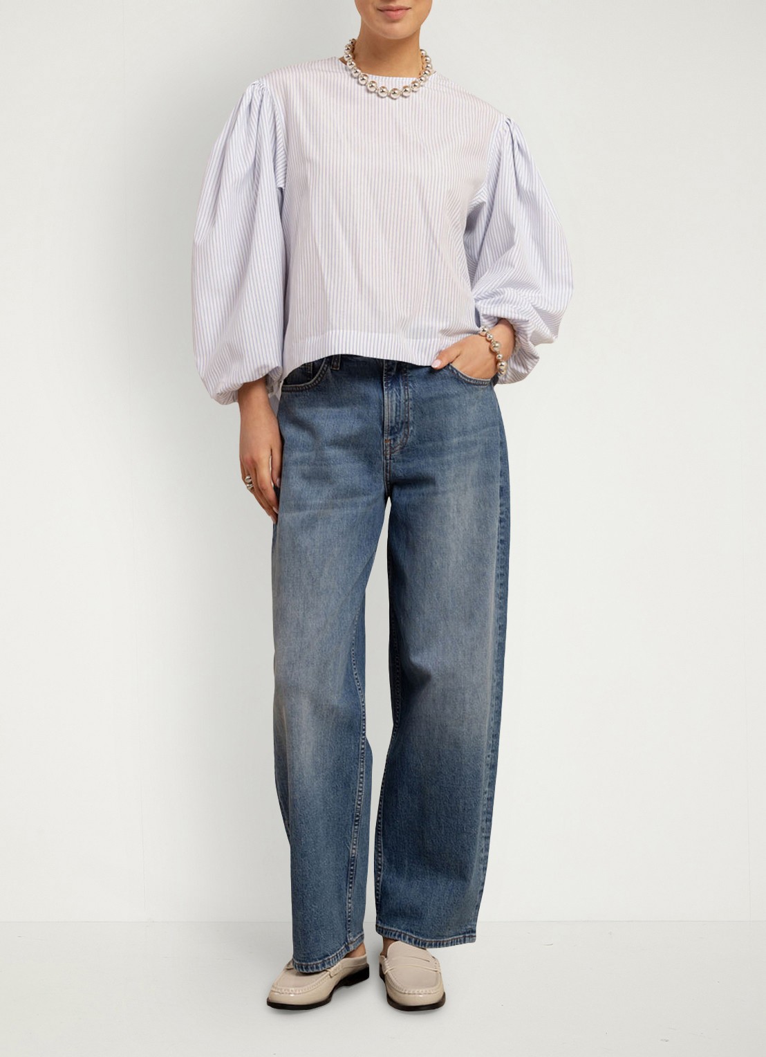Studio Anneloes Florence top met ballon mouw - voorkant 4 blauw