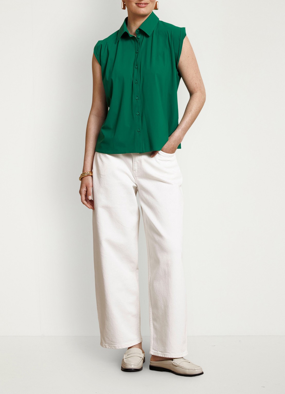 Studio Anneloes Georgie mouwloze blouse - voorkant 4 groen