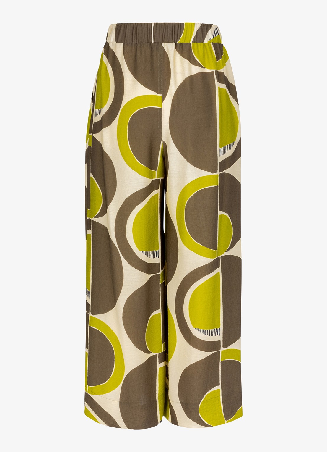 Studio Anneloes Grace high waist wide fit broek met print - achterkant beige