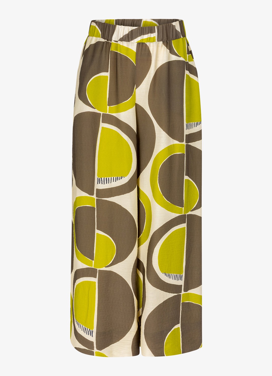 Studio Anneloes Grace high waist wide fit broek met print - voorkant 3 beige