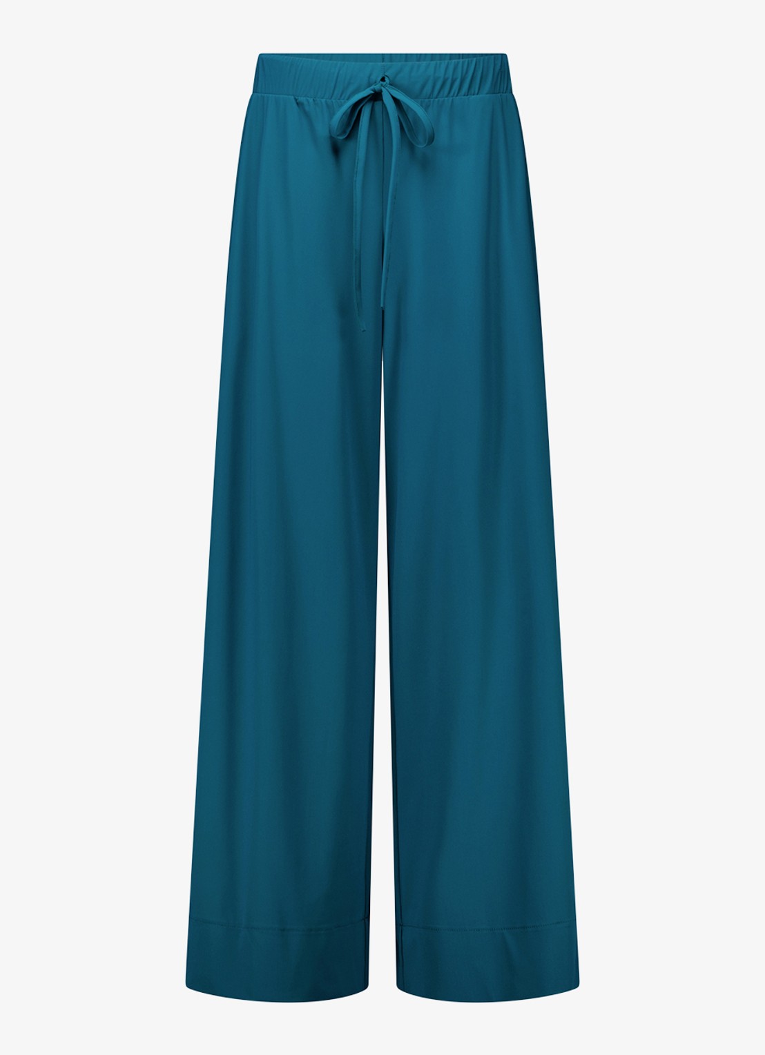 Studio Anneloes Grace high waist wide fit palazzo broek met trekkoord - voorkant zeegroen