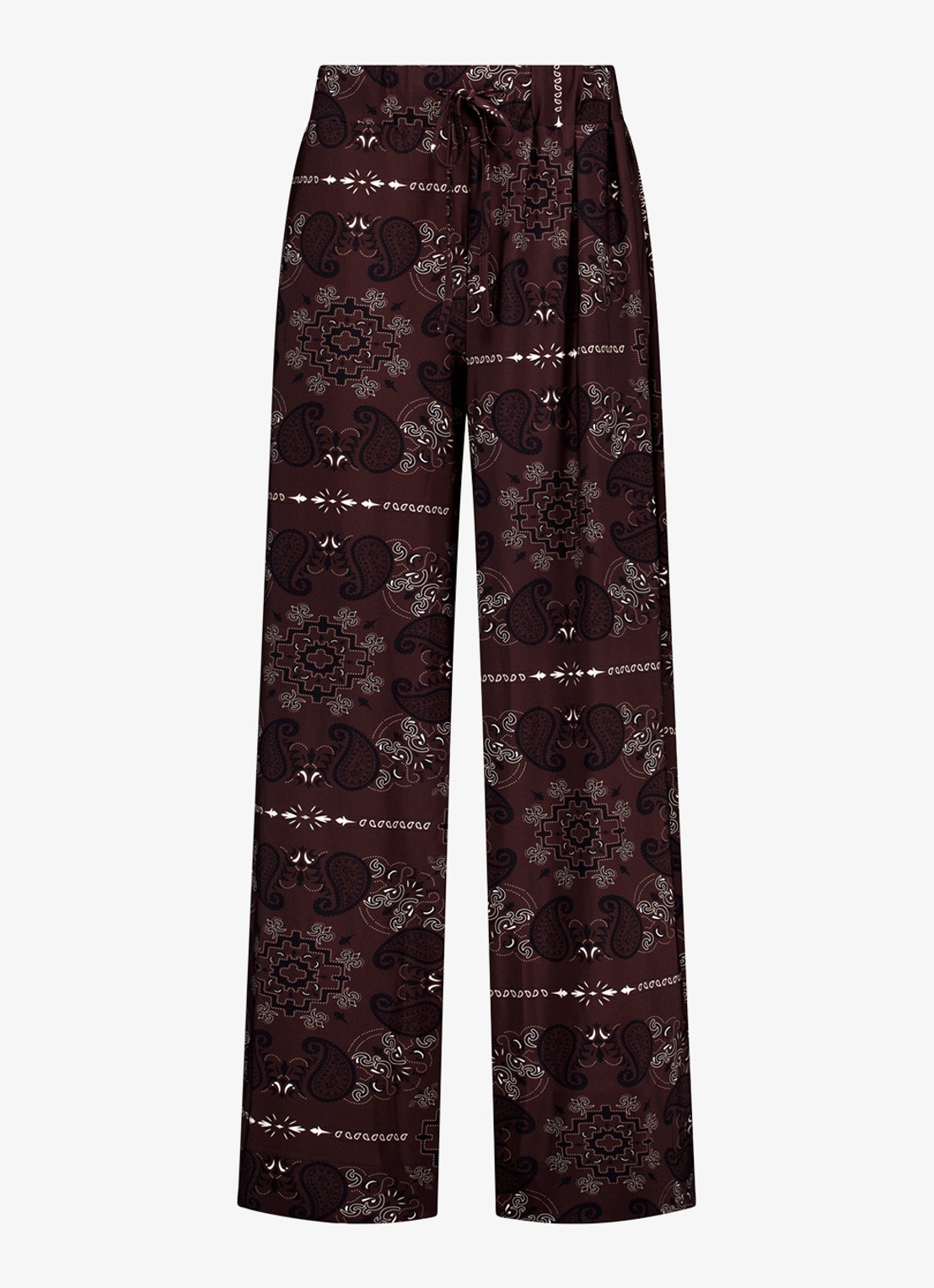 Studio Anneloes Grace mid waist straight fit broek met paisley print - voorkant bruin