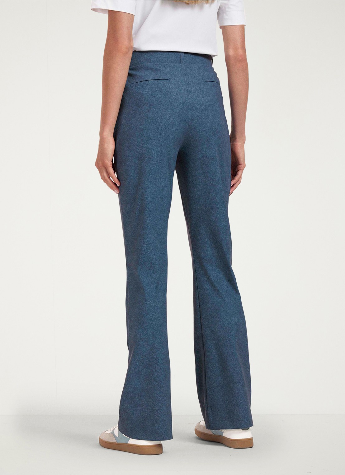 Studio Anneloes High waist flared fit broek met gemêleerd dessin - achterkant 5 indigo
