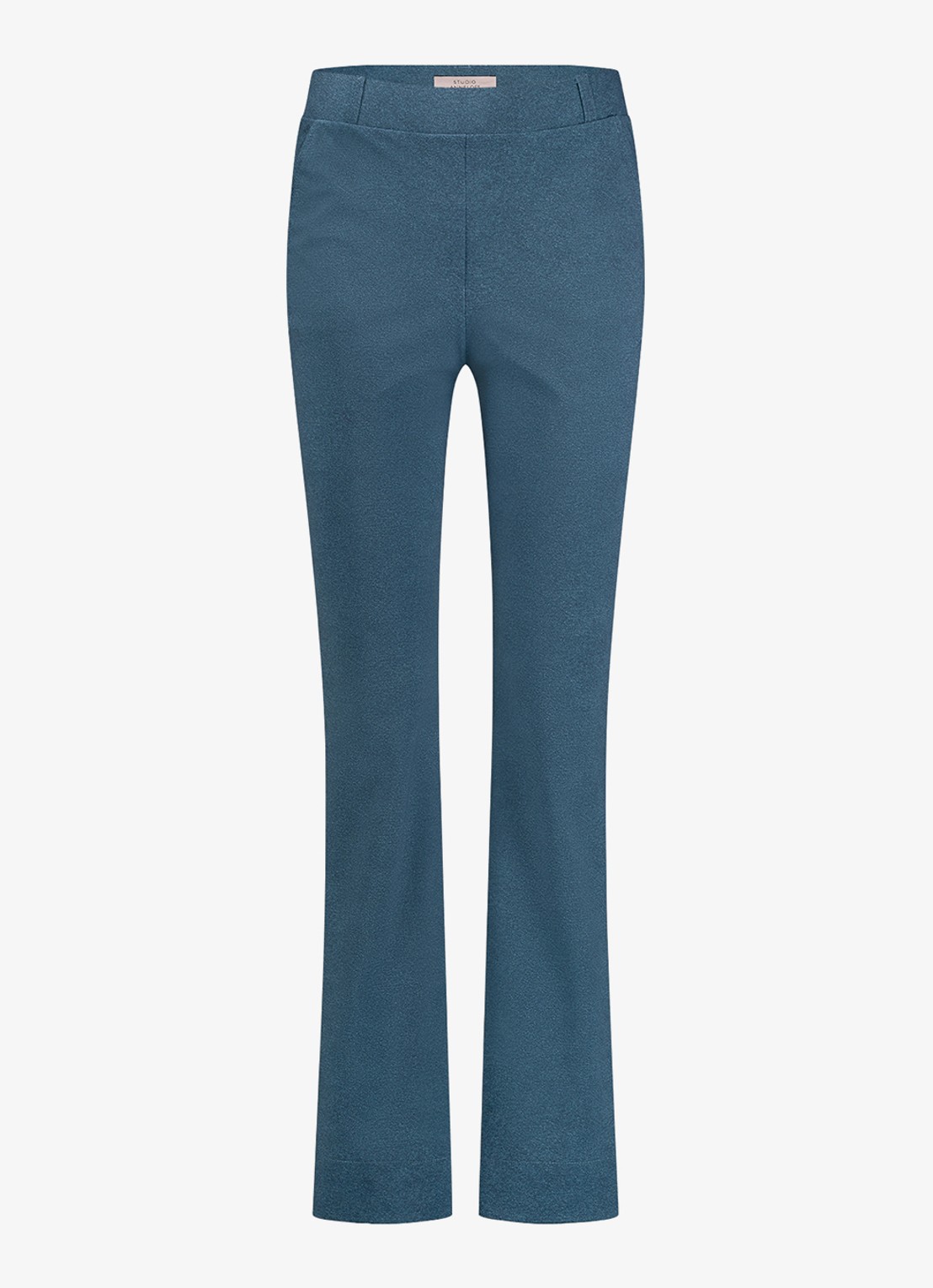 Studio Anneloes High waist flared fit broek met gemêleerd dessin - voorkant 3 indigo