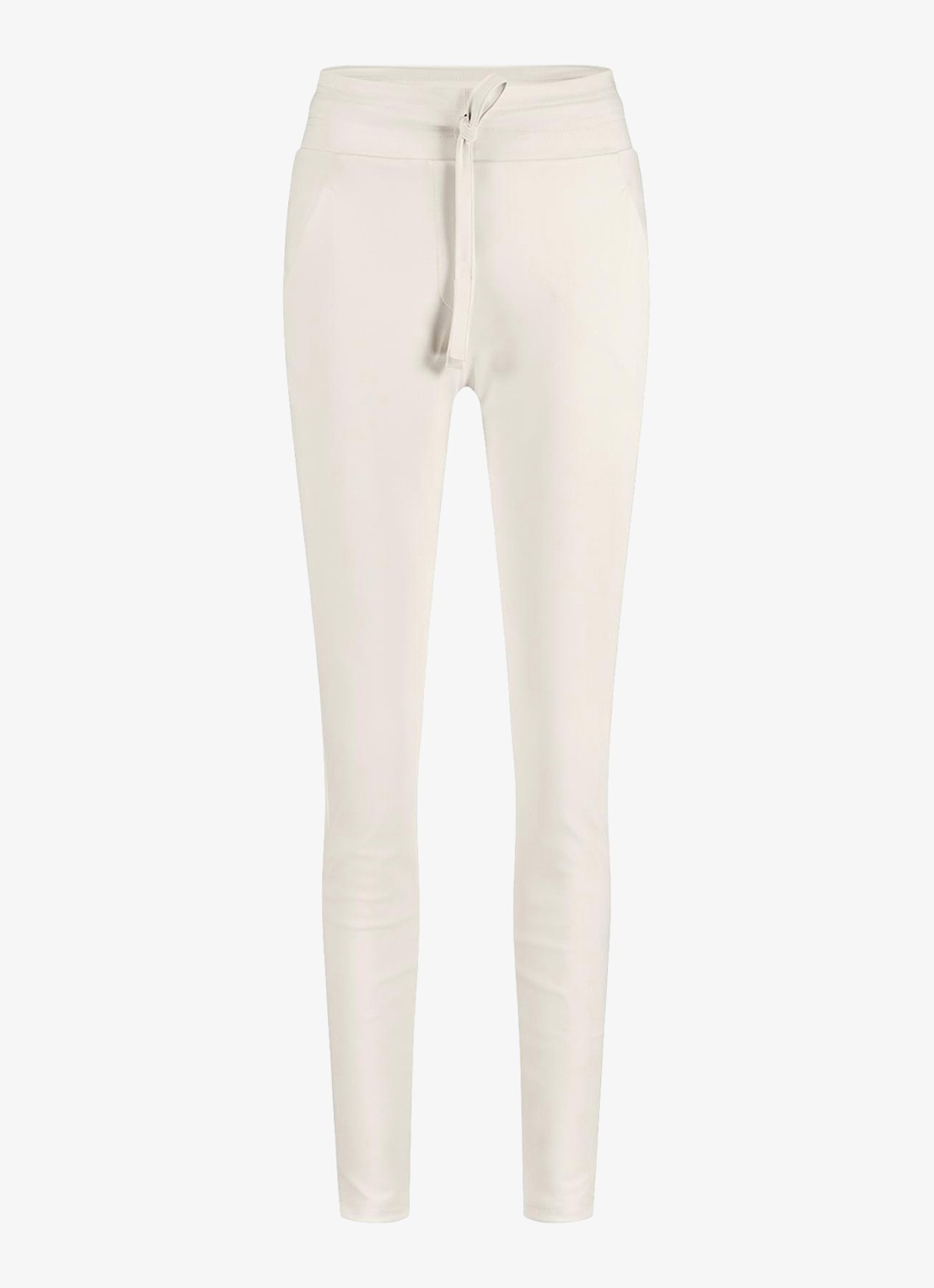 Studio Anneloes High waist tapered fit joggingbroek met steekzakken - voorkant 2 gebroken wit