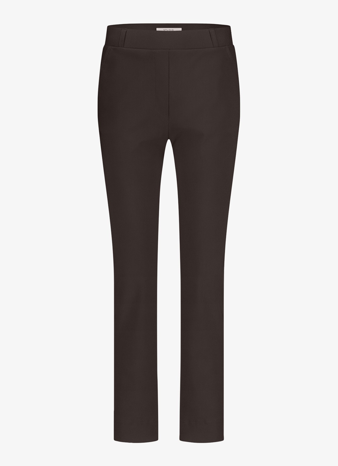 Studio Anneloes High waist tapered fit pantalon met steekzakken - voorkant 2 bruin