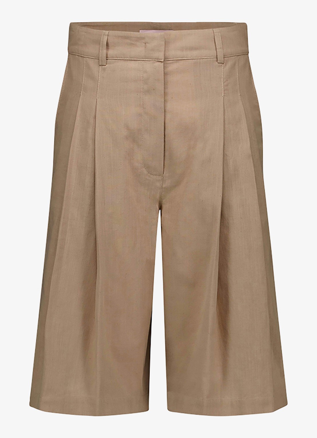 Studio Anneloes High waist wide fit korte broek met steekzakken - voorkant 4 lichtbruin