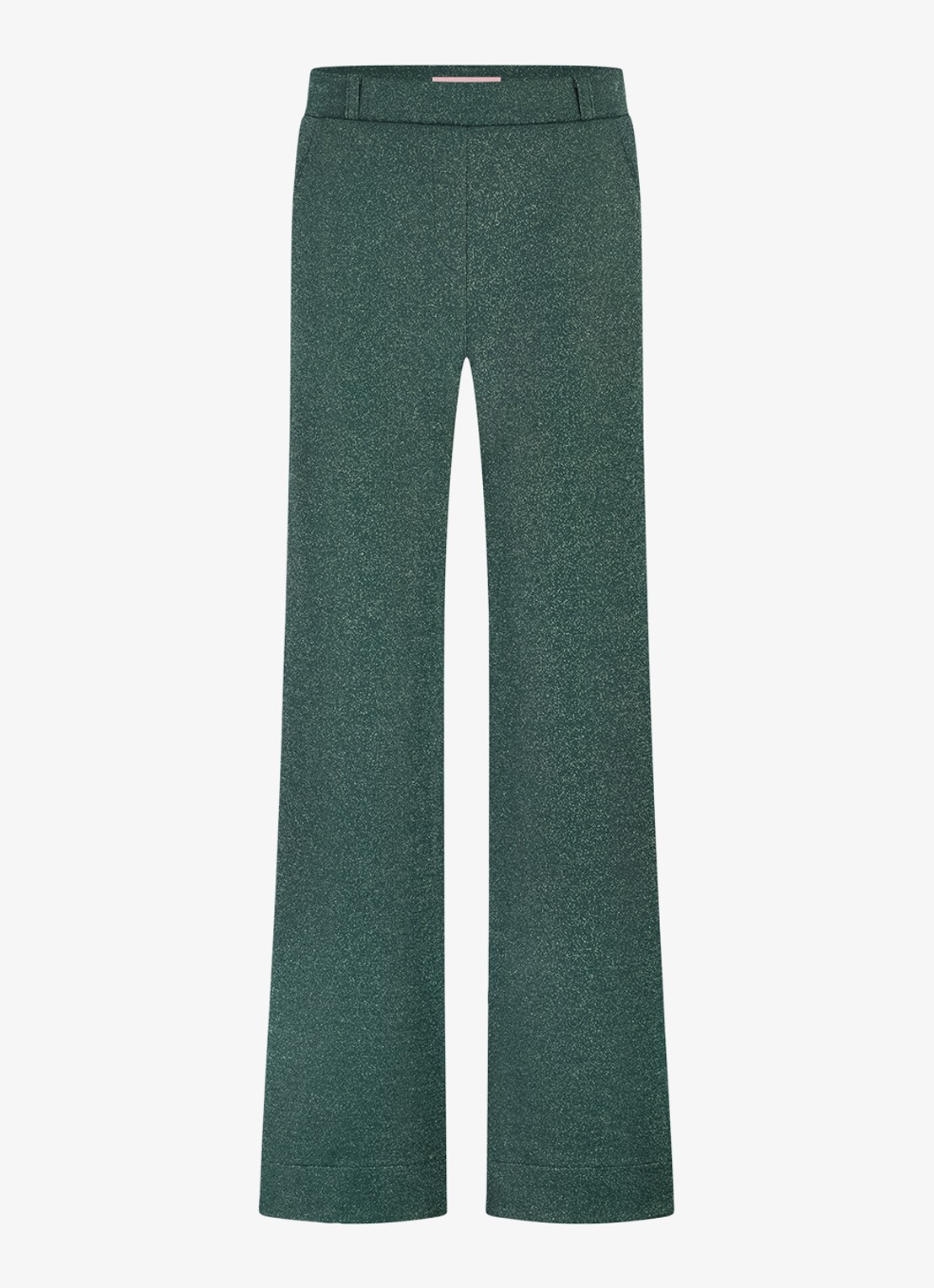 Studio Anneloes High waist wide fit pantalon met lurex en steekzakken - voorkant groen