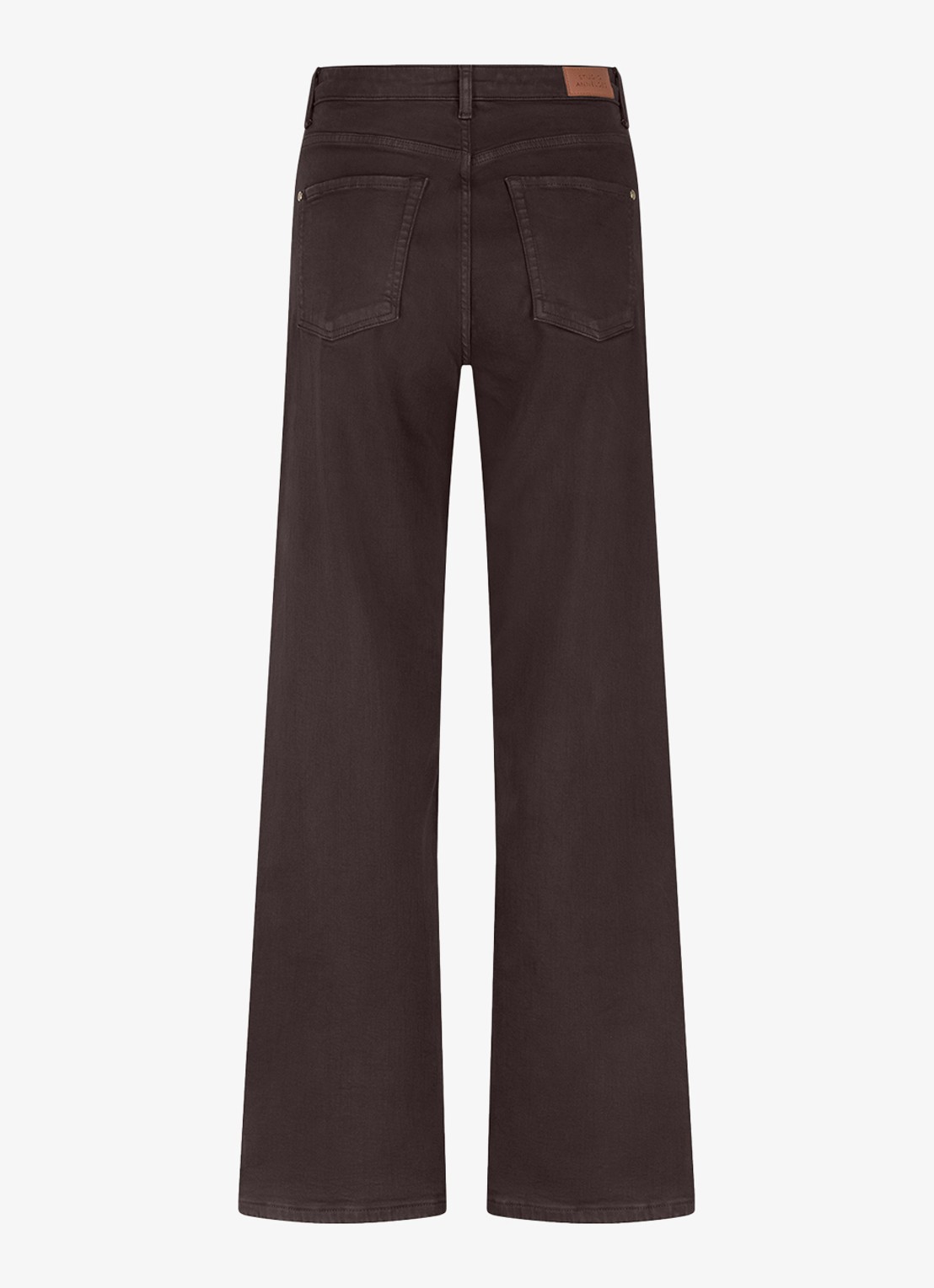 Studio Anneloes High waist wide leg jeans met steekzakken - achterkant bruin