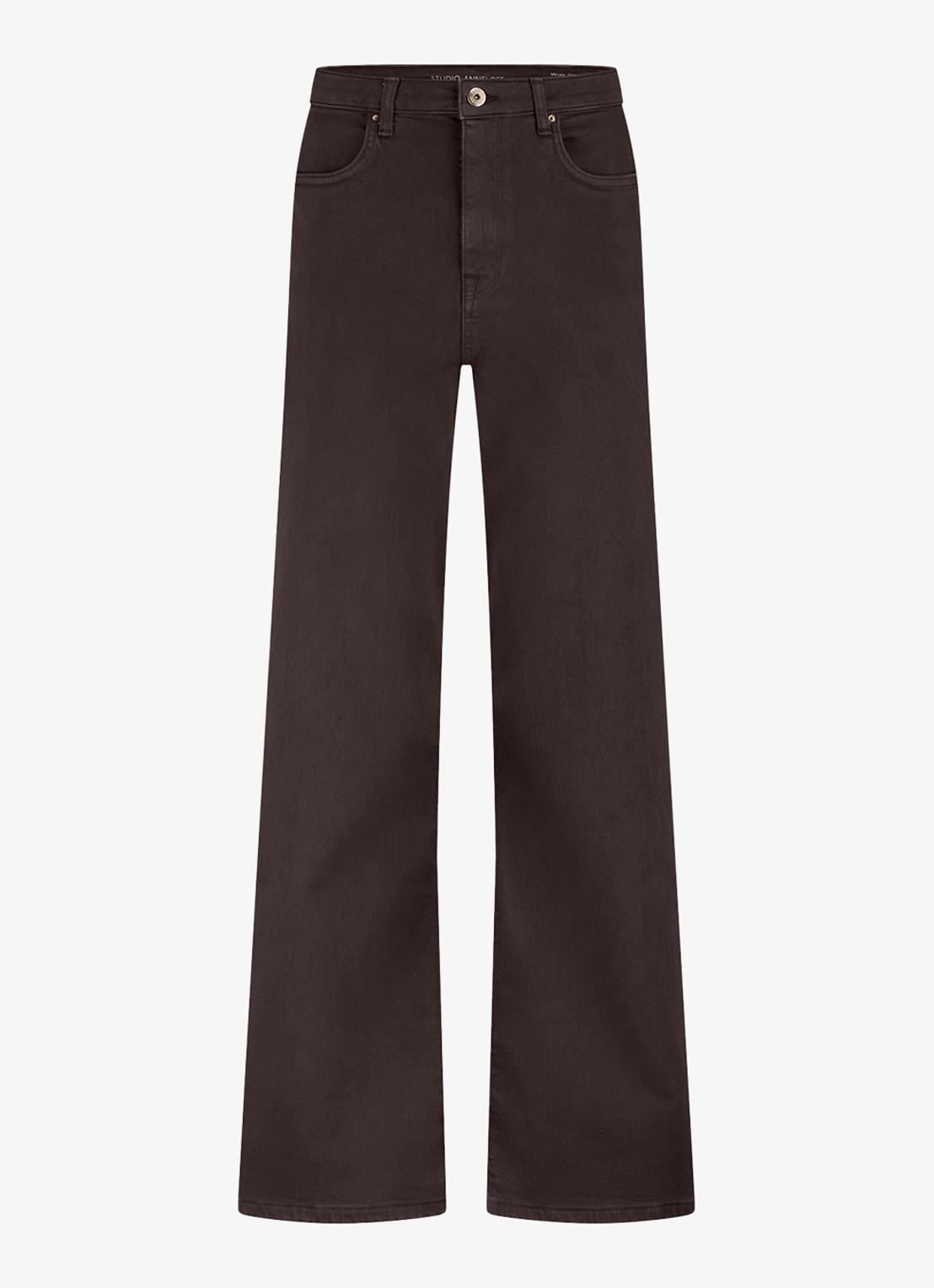 Studio Anneloes High waist wide leg jeans met steekzakken - voorkant 2 bruin