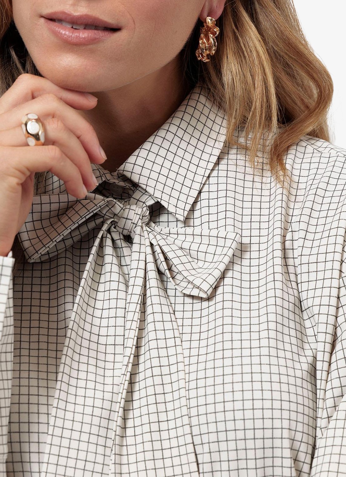 Studio Anneloes Hollis blouse met ruitdessin - detail 6 creme