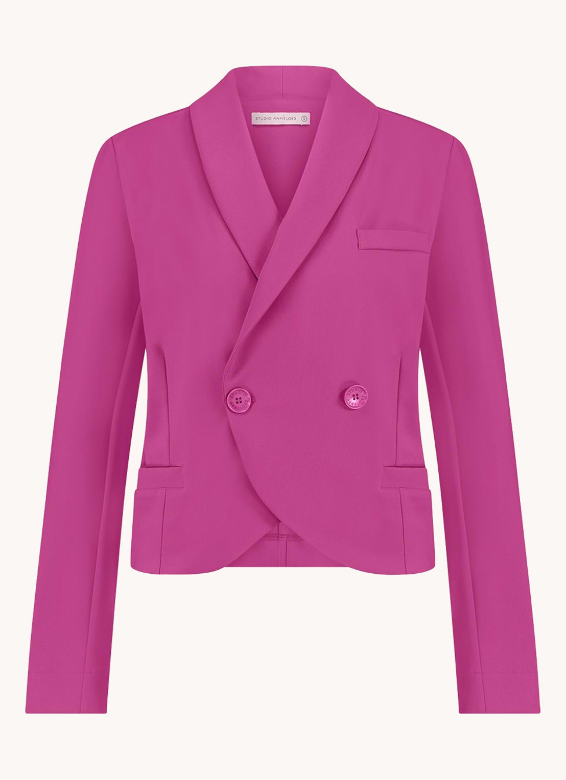 Studio Anneloes Ida cropped double breasted blazer - voorkant fuchsia