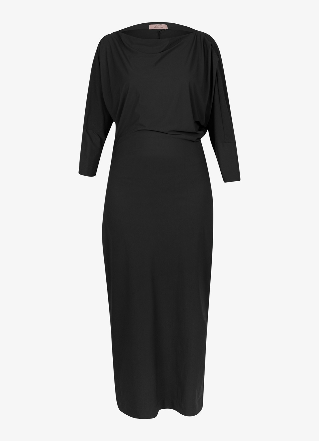 Studio Anneloes Ineke midi jurk met boothals - voorkant 2 zwart