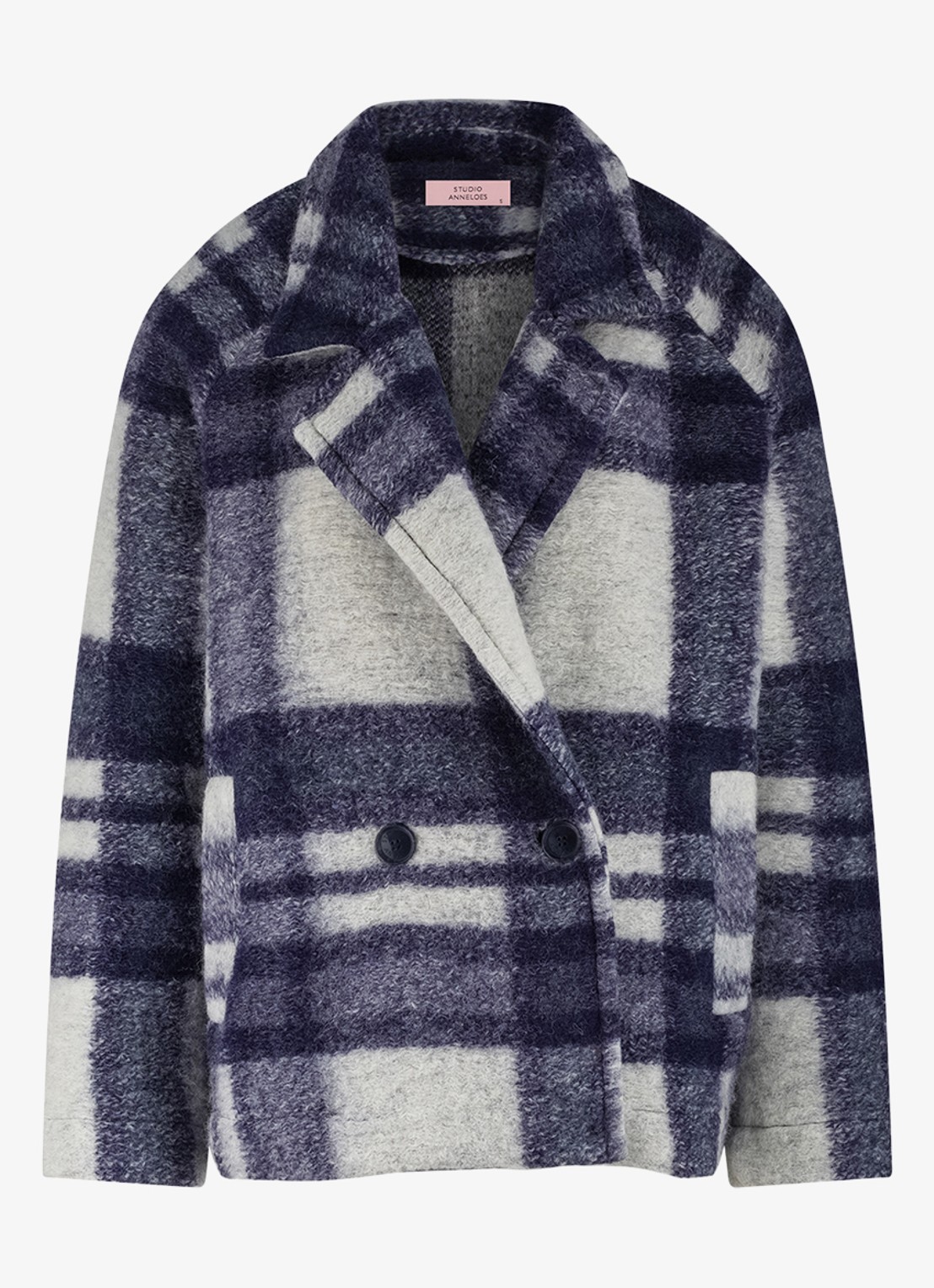 Studio Anneloes Jack in wolblend met ruitdessin - voorkant 2 blauw