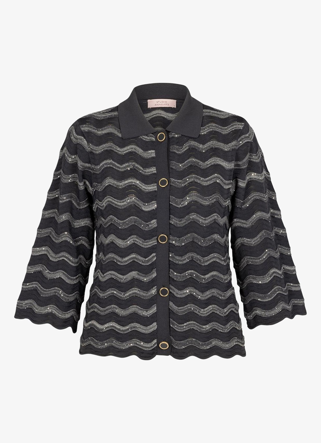 Studio Anneloes Jacy vest met lurex - voorkant grijs