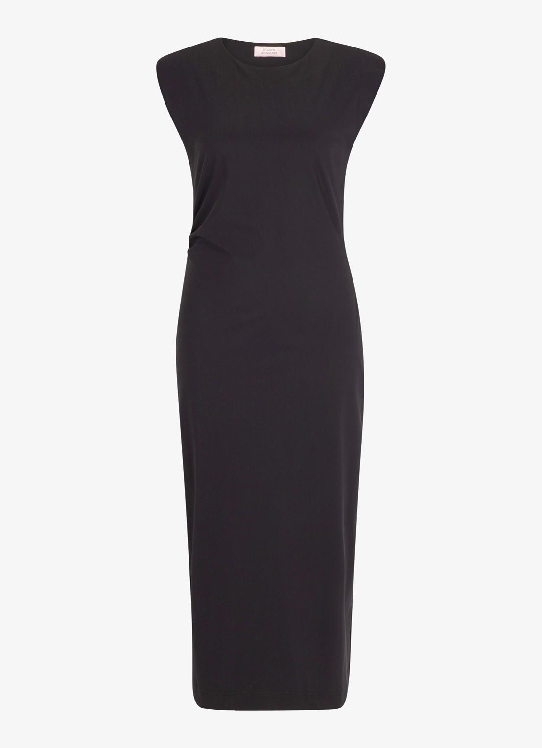 Studio Anneloes Jewel midi jurk met ronde hals - voorkant zwart
