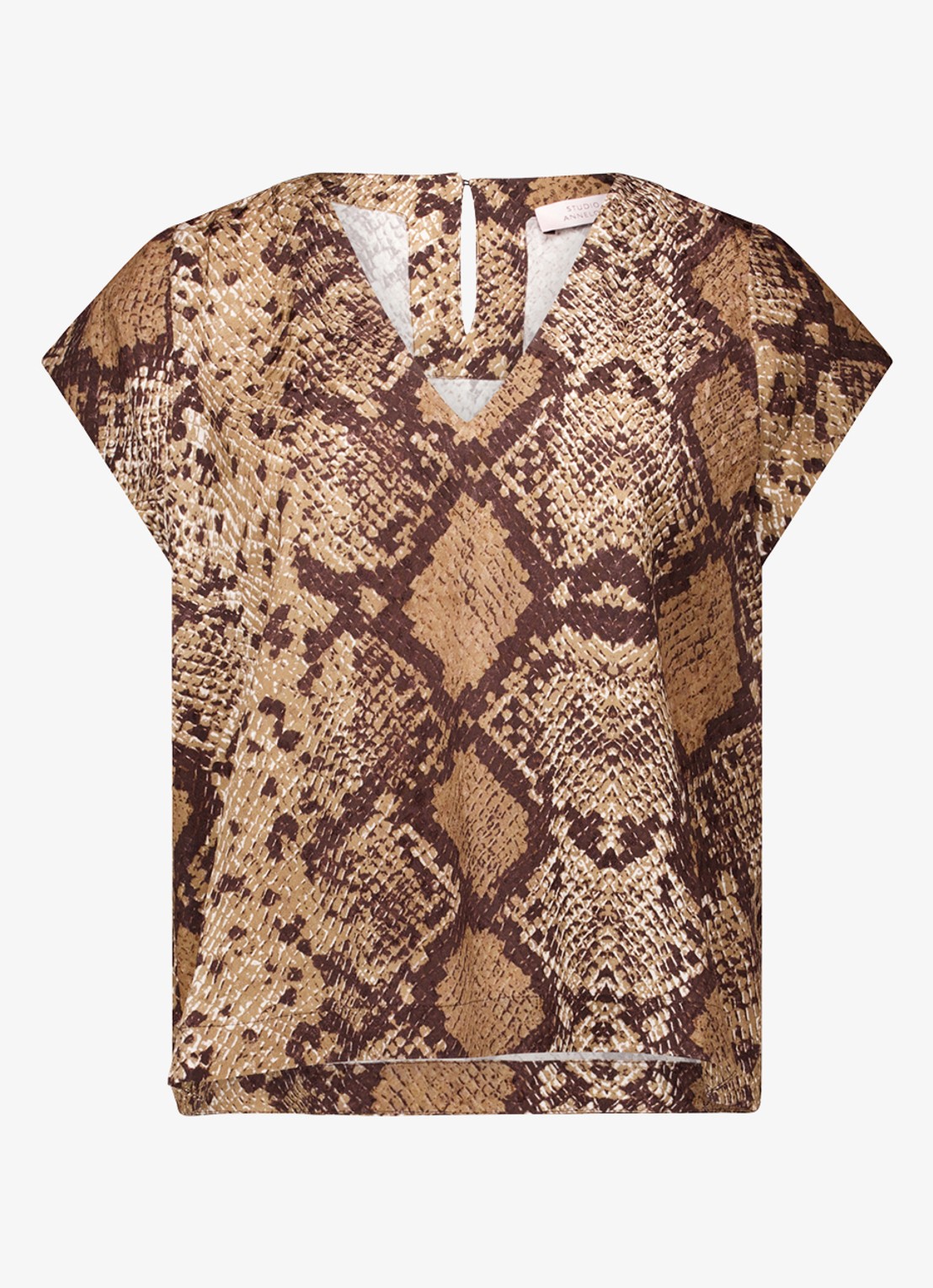 Studio Anneloes Jindra top met slangenprint - voorkant 2 bruin