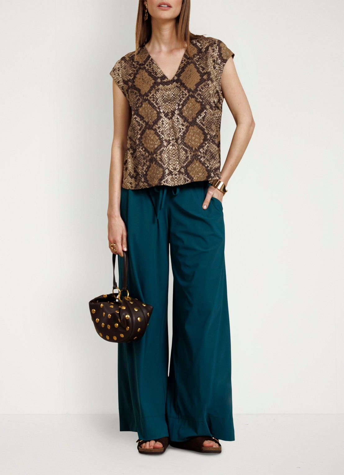 Studio Anneloes Jindra top met slangenprint - voorkant 3 bruin