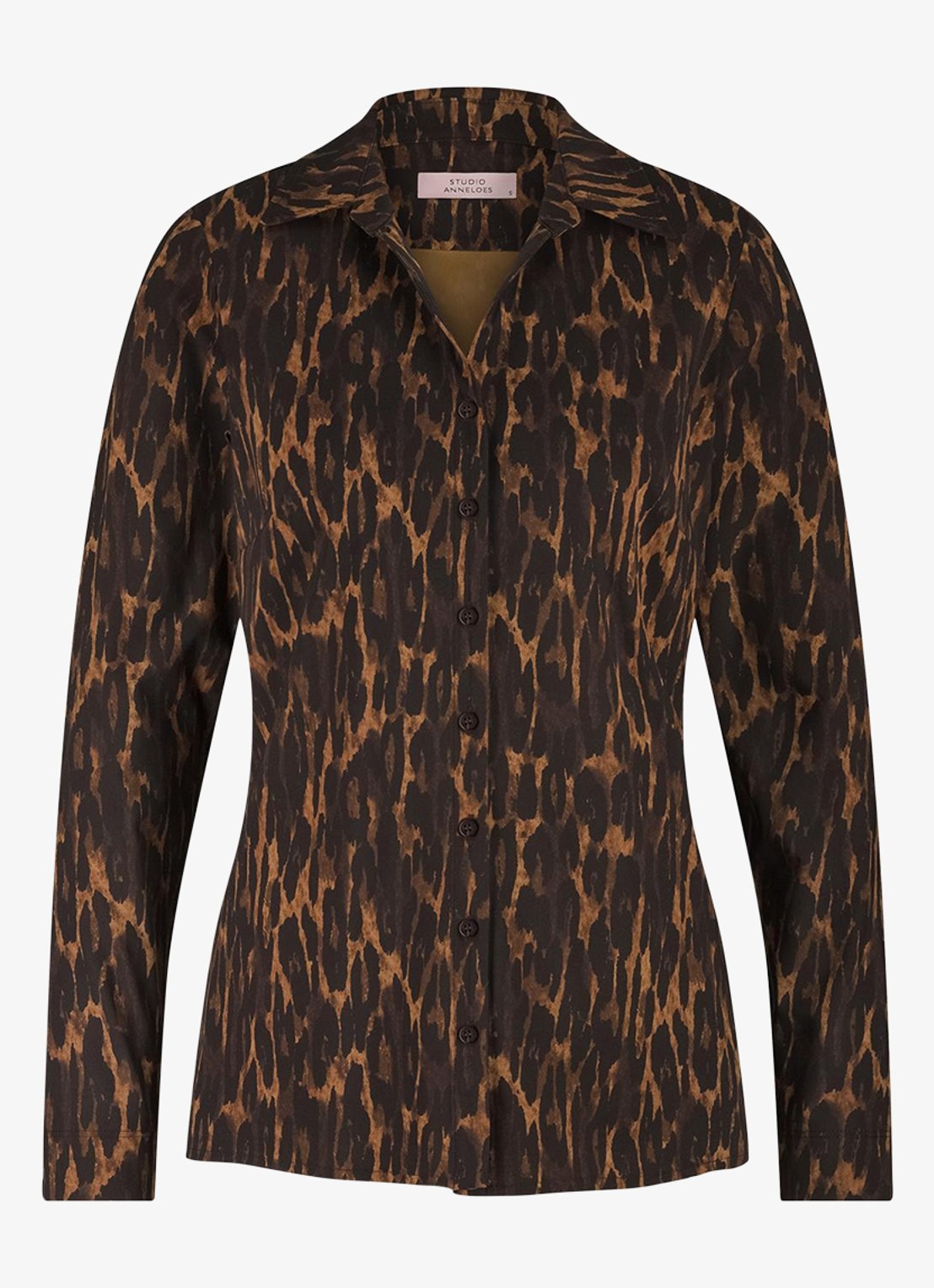 Studio Anneloes Kenia blouse met dierenprint - voorkant oranjebruin