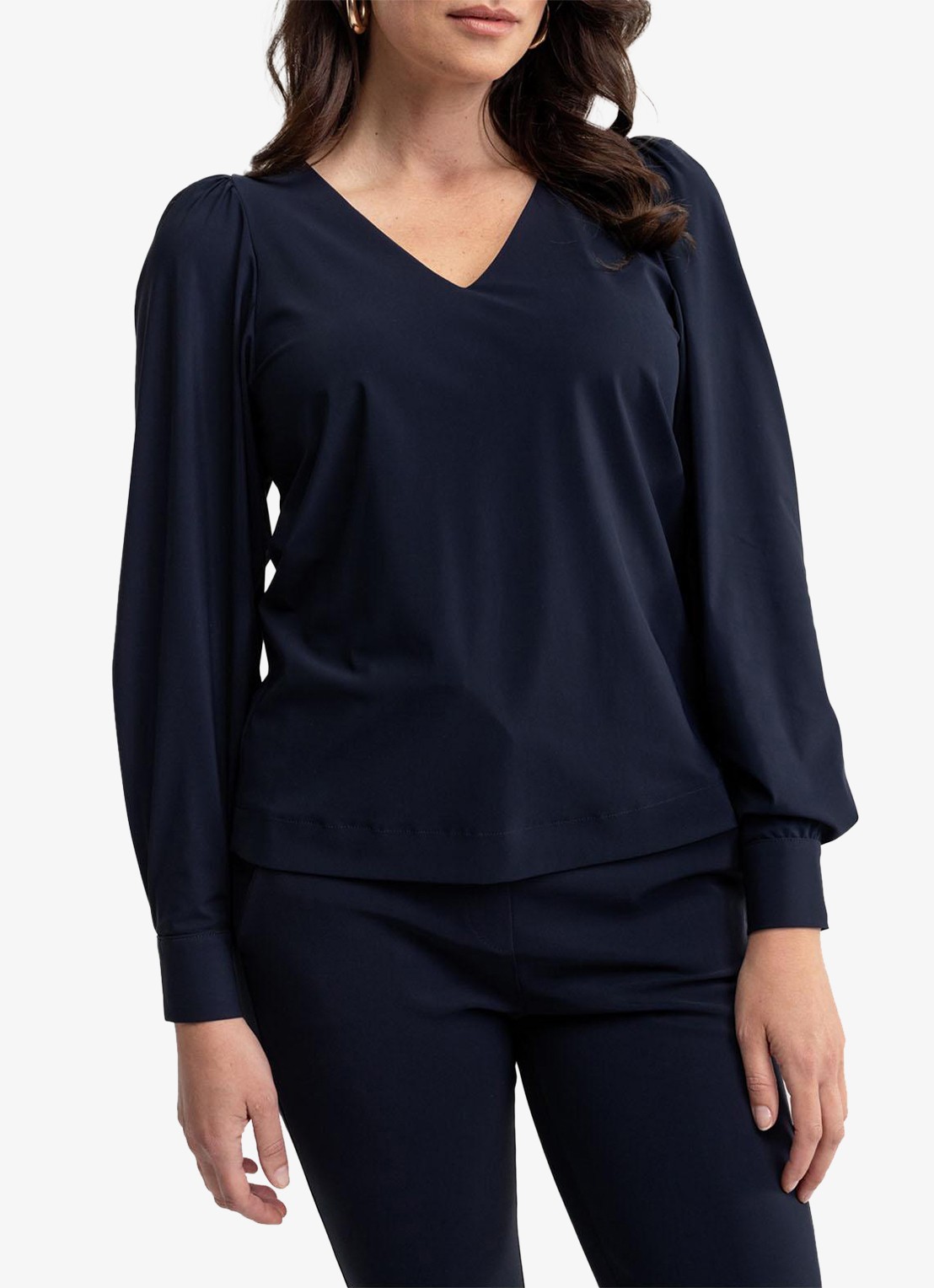 Studio Anneloes Les top met V-hals - detail 2 donkerblauw