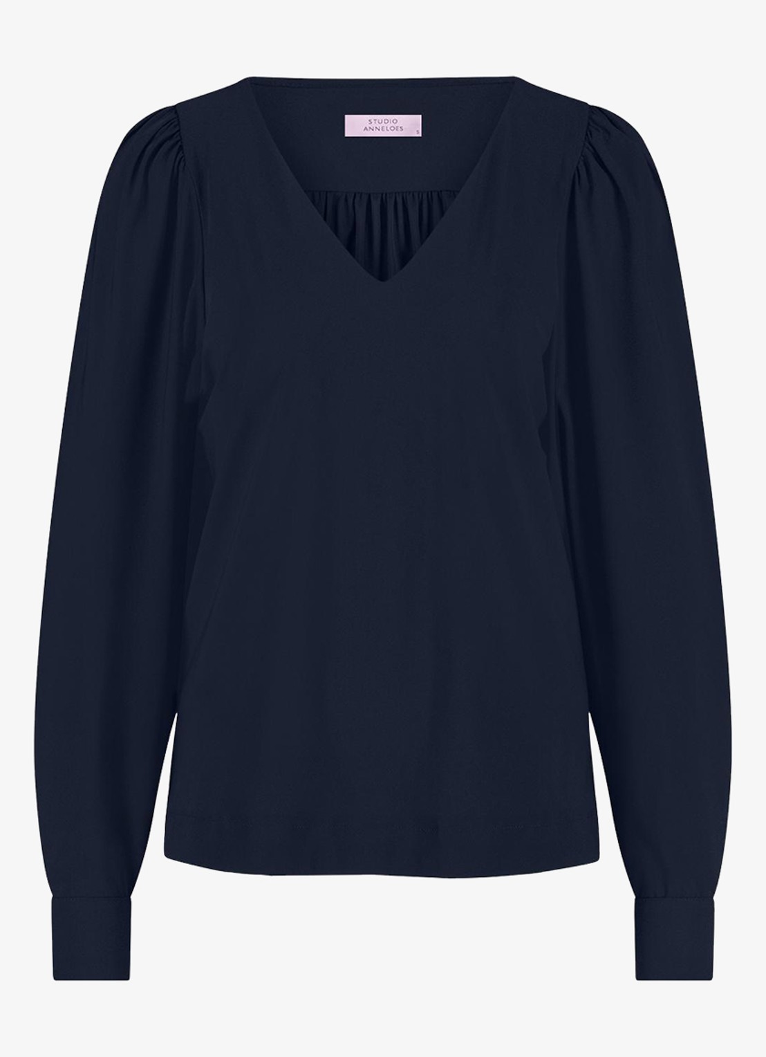 Studio Anneloes Les top met V-hals - voorkant 5 donkerblauw