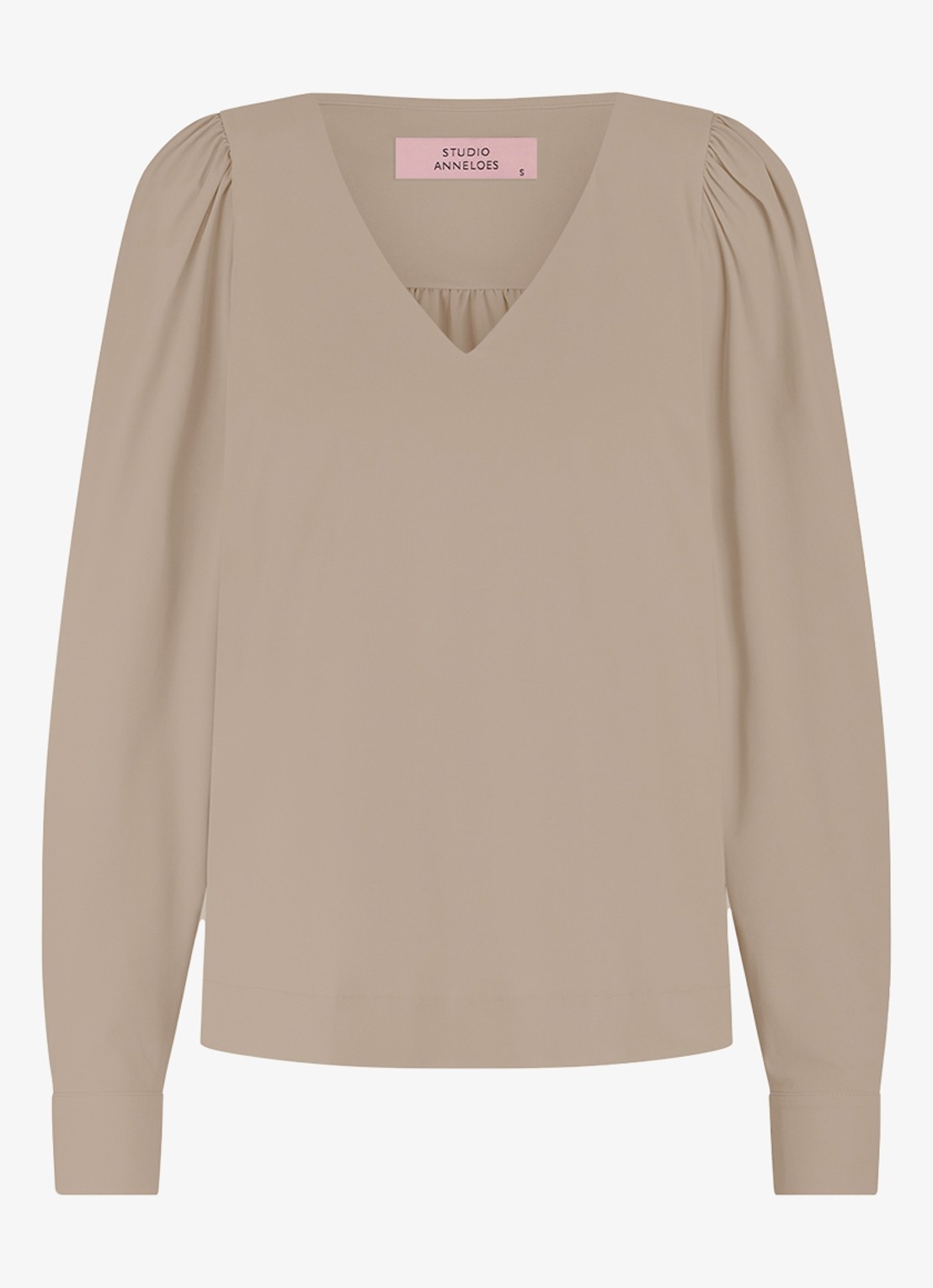 Studio Anneloes Les top met V-hals - voorkant lichtbruin